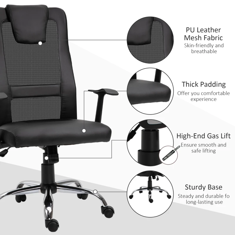  Ergonomic Office Chair with Thick Padded Headrest, Mesh Computer Desk Chair with Tilt Function, Armrest