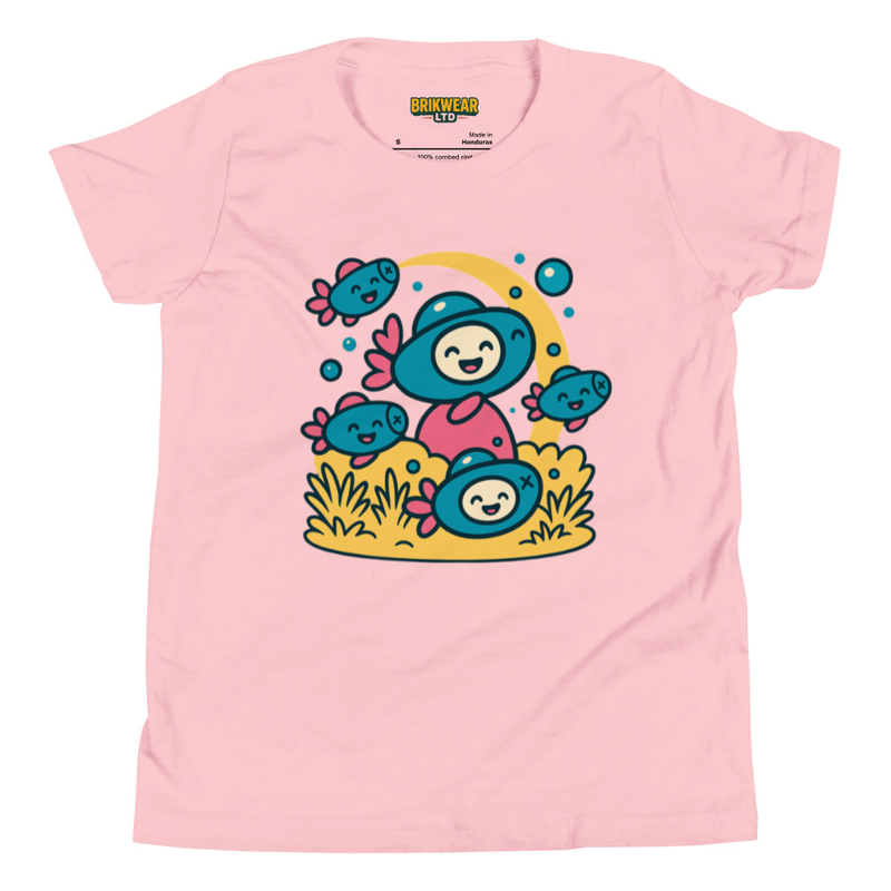 Children's Pink T-Shirt with Cartoon Fish Print