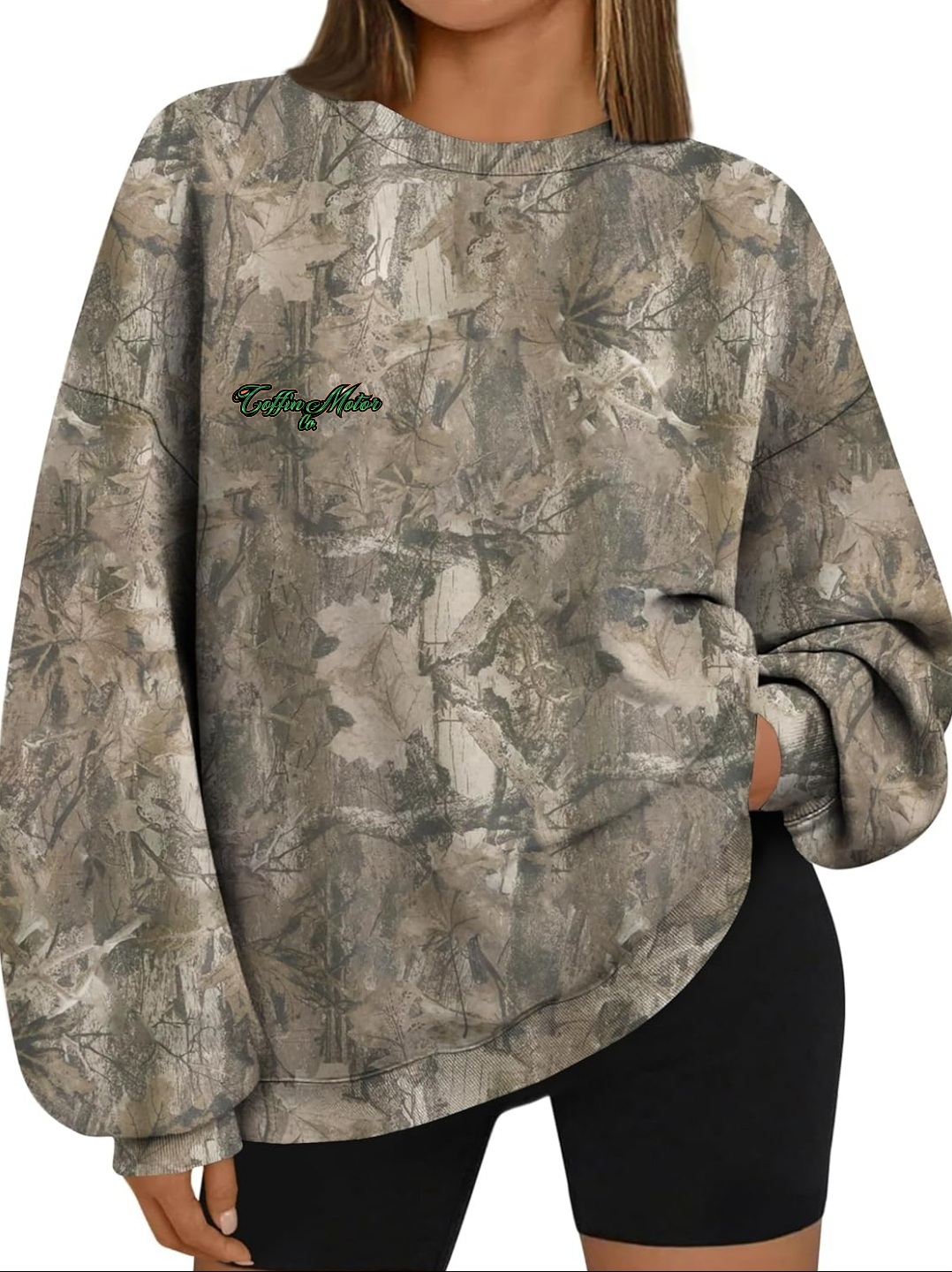Camouflage Print Crew Neck