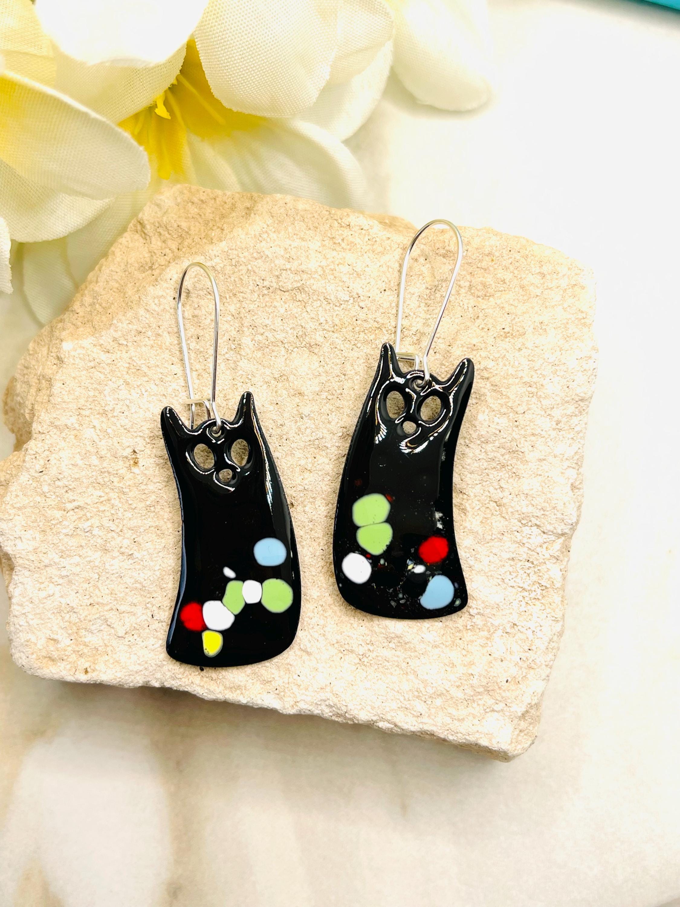 Black Confetti Cats, Earrings