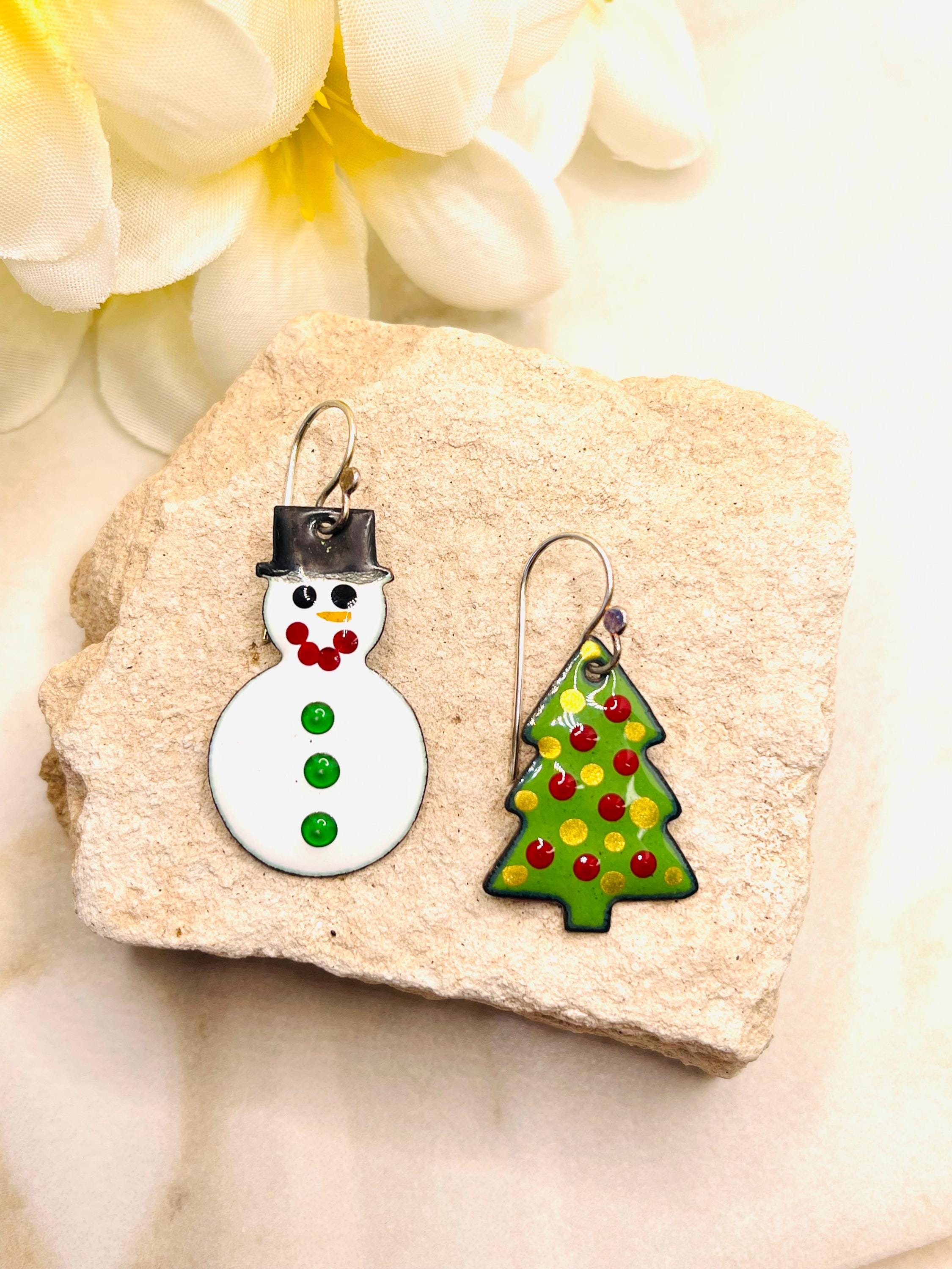 Snowman & Xmas Tree Earrings