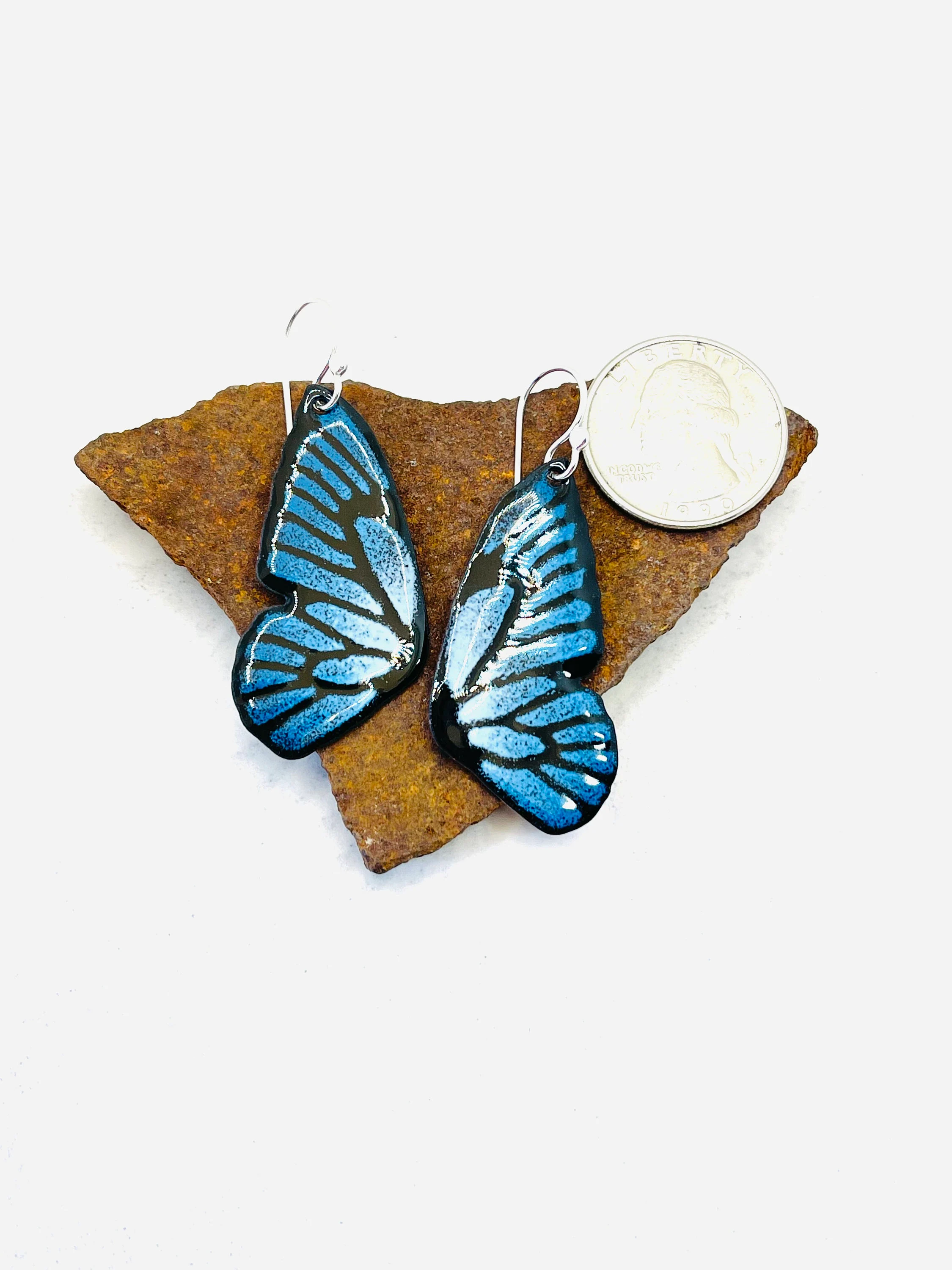Blue Butterfly Wings, Earrings