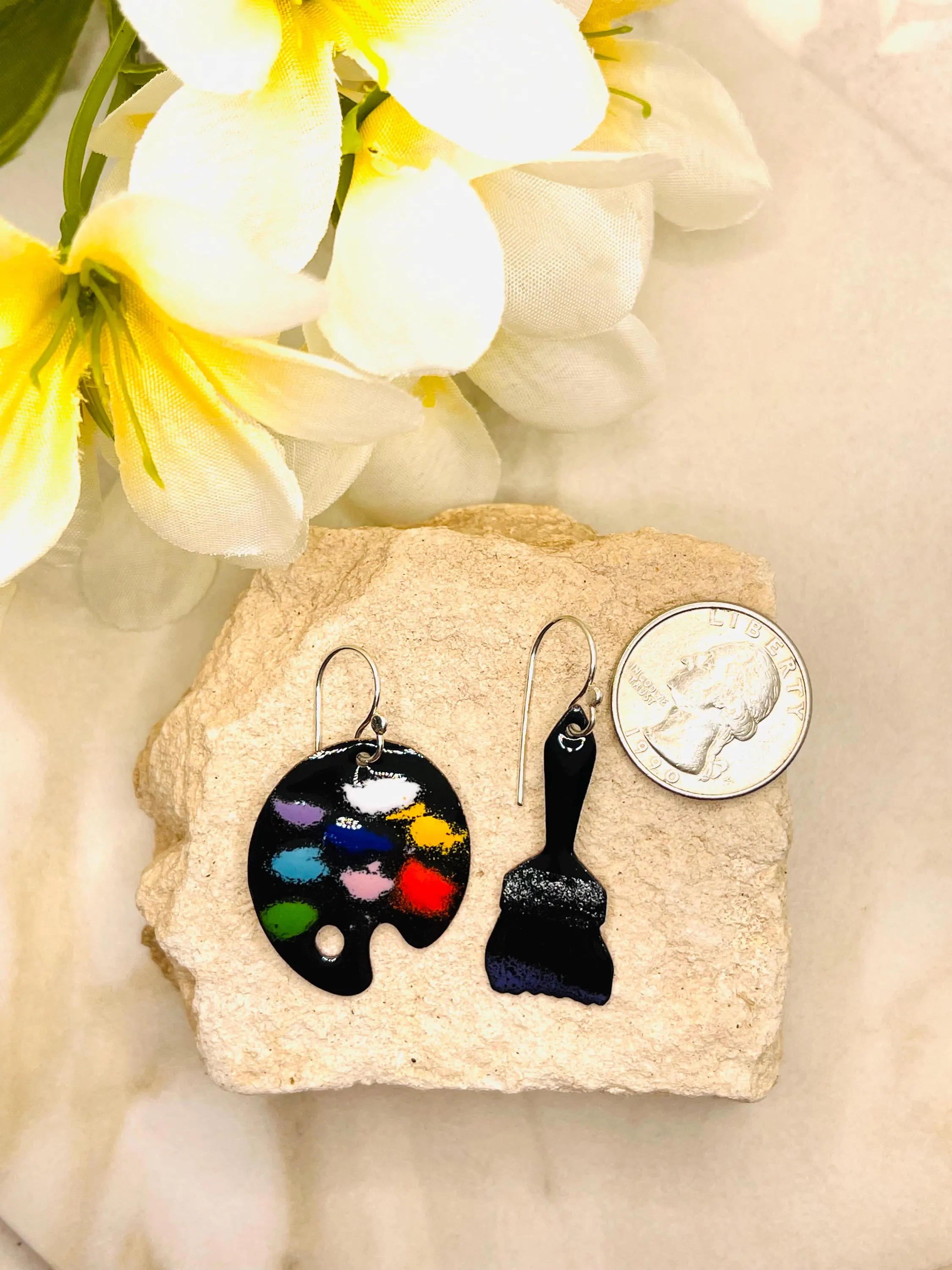 Paint Palette and Brush Earrings