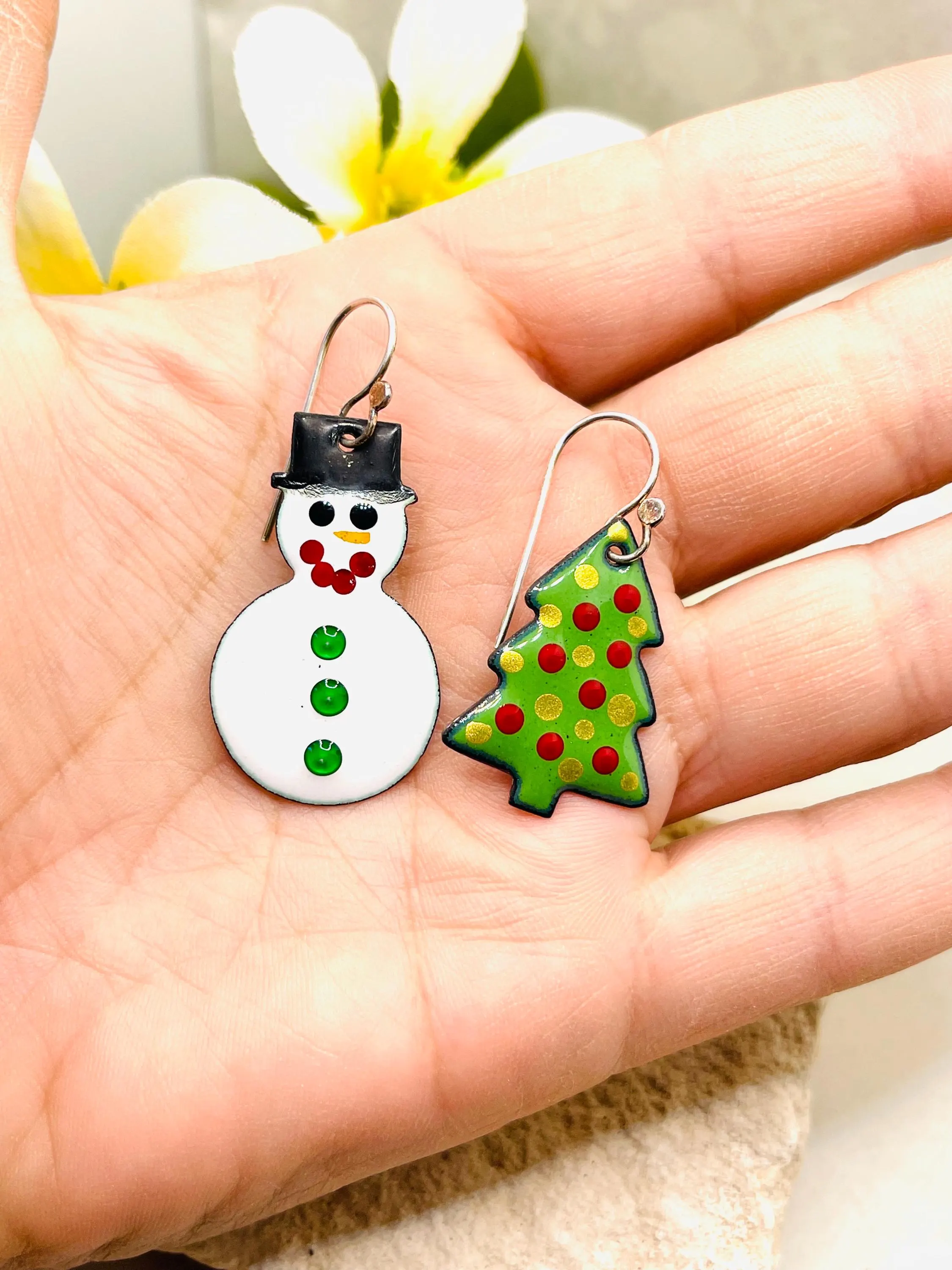 Snowman & Xmas Tree Earrings