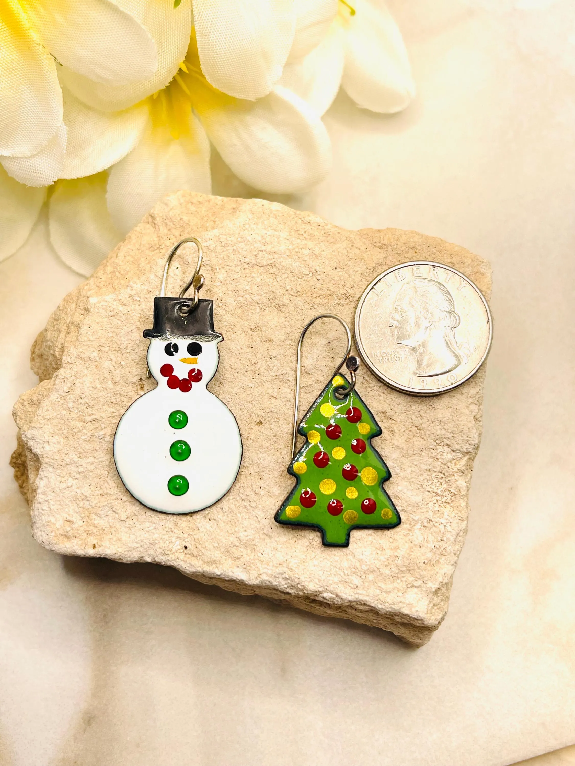 Snowman & Xmas Tree Earrings