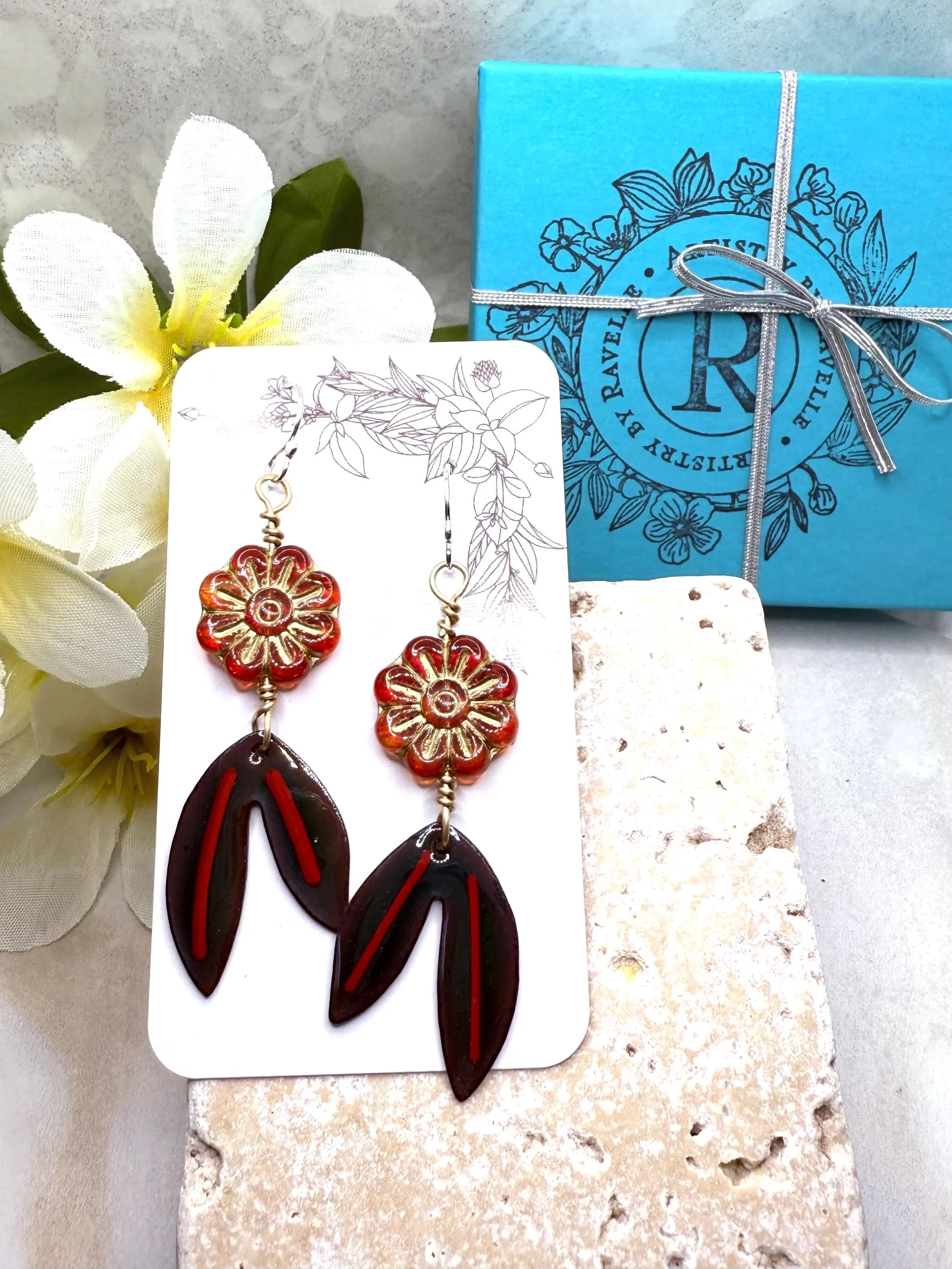 Red Flower Earrings