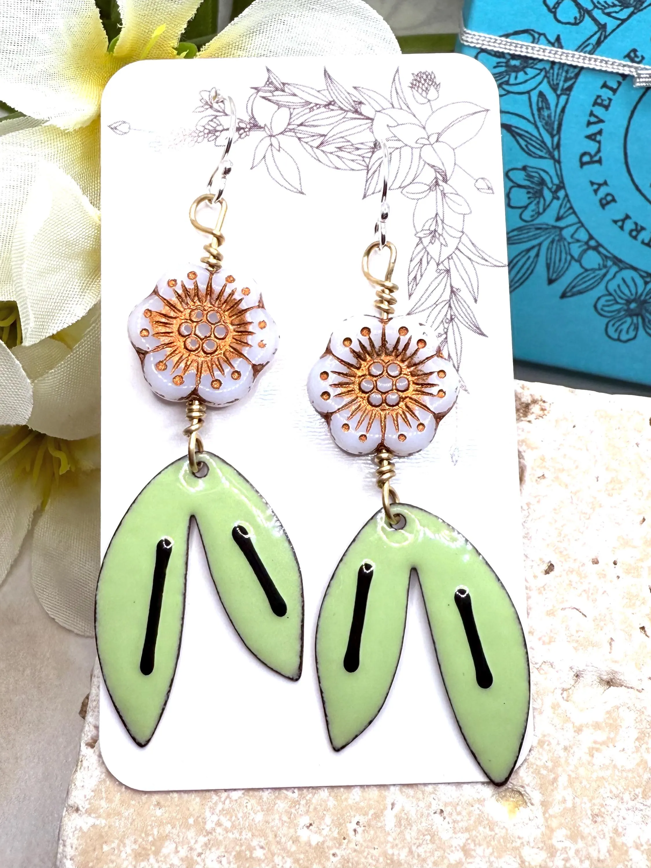 White Flower Earrings