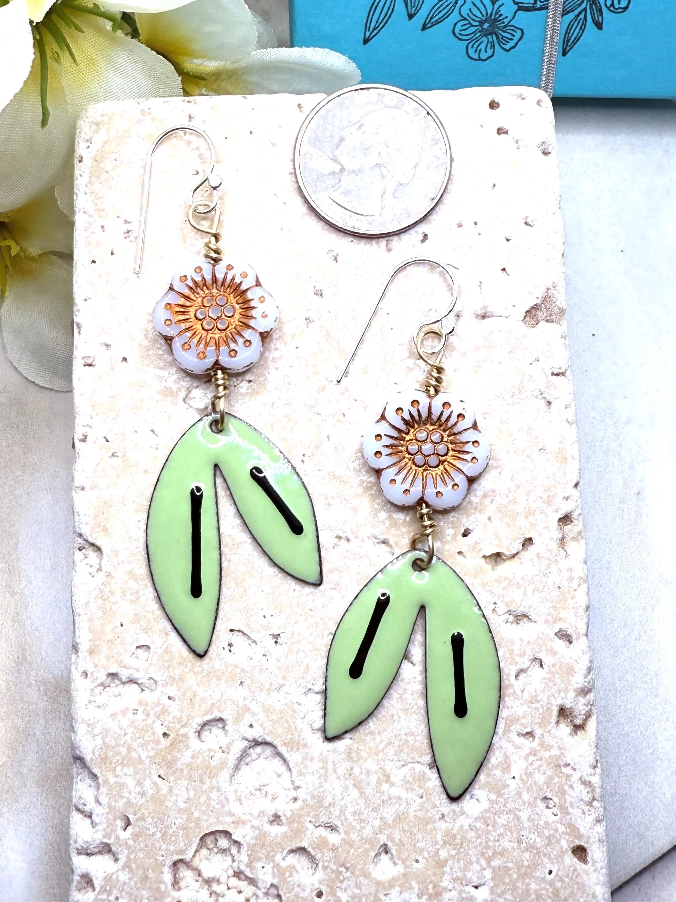 White Flower Earrings