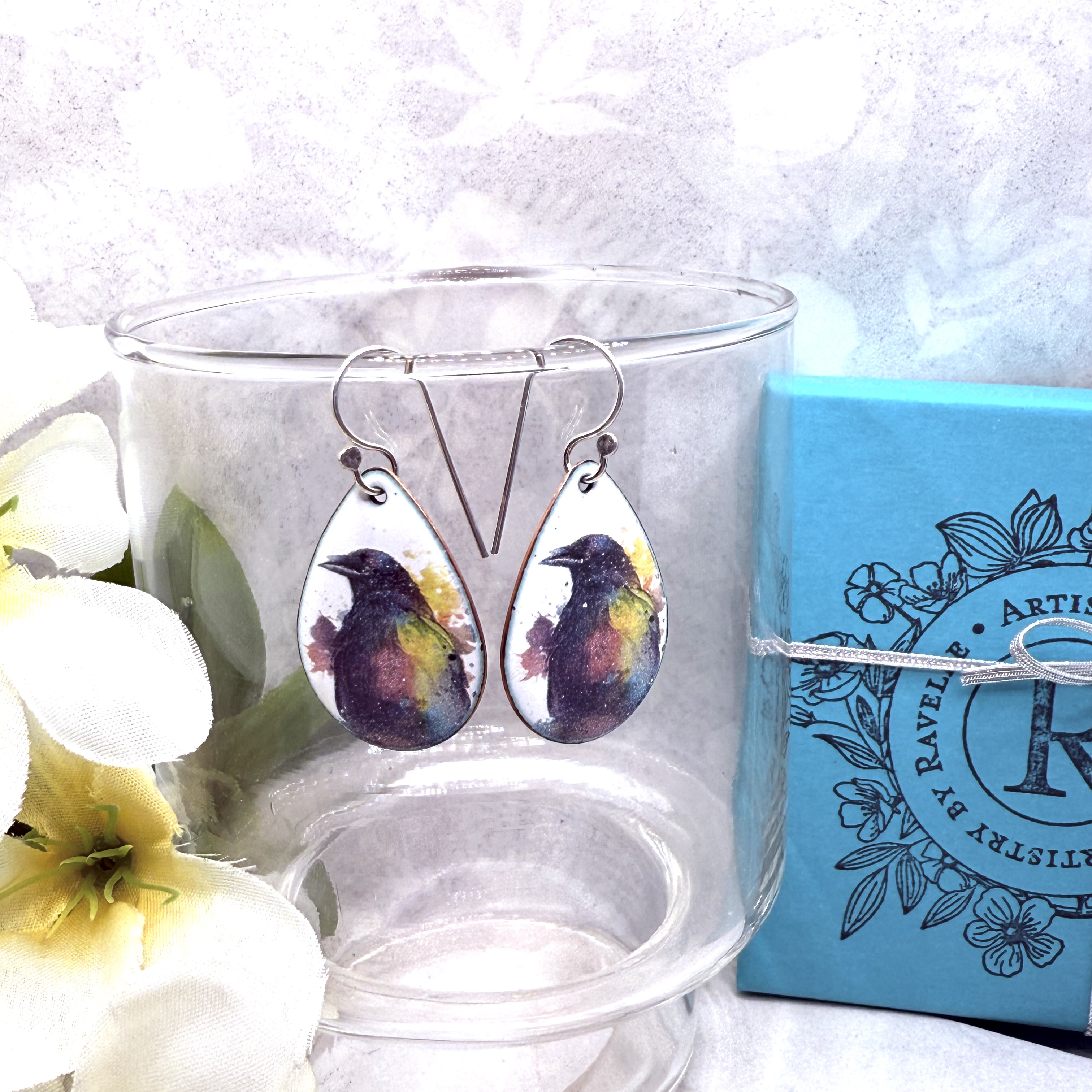Watercolor Ravens, Earrings