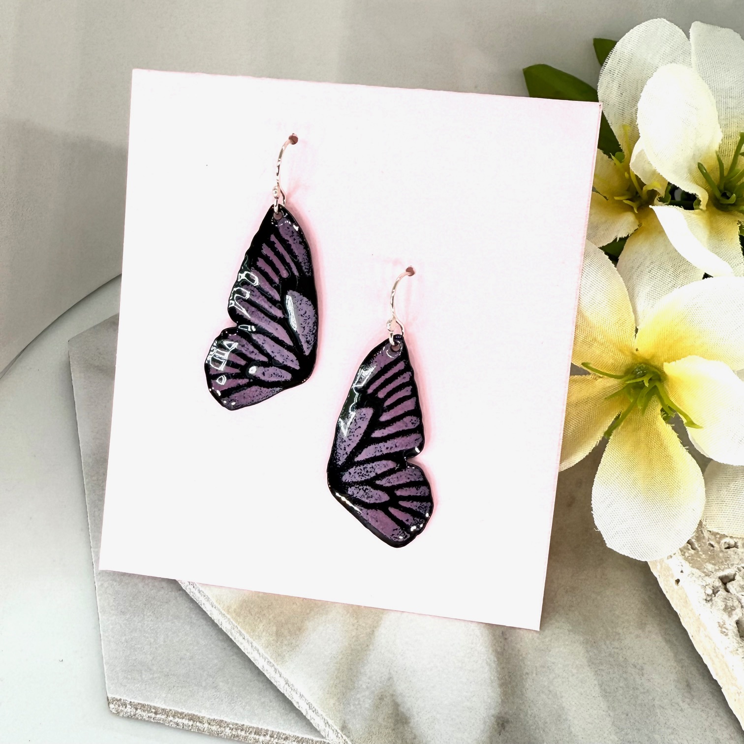 Pink & Purple Butterfly Wings, Earrings
