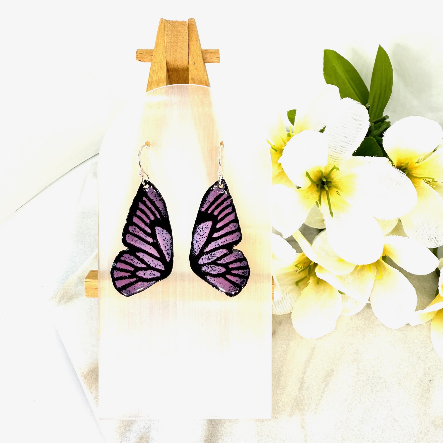 Pink & Purple Butterfly Wings, Earrings