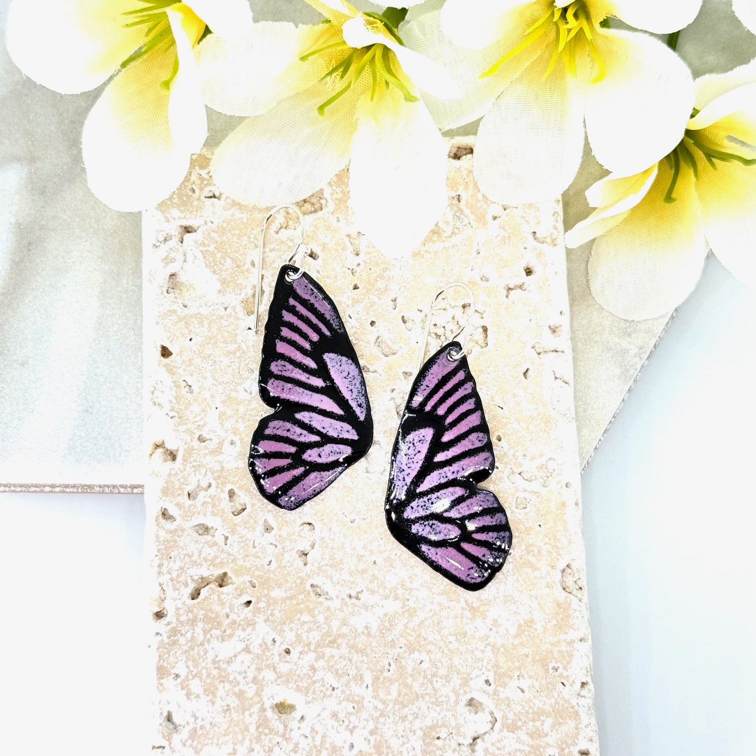 Pink & Purple Butterfly Wings, Earrings