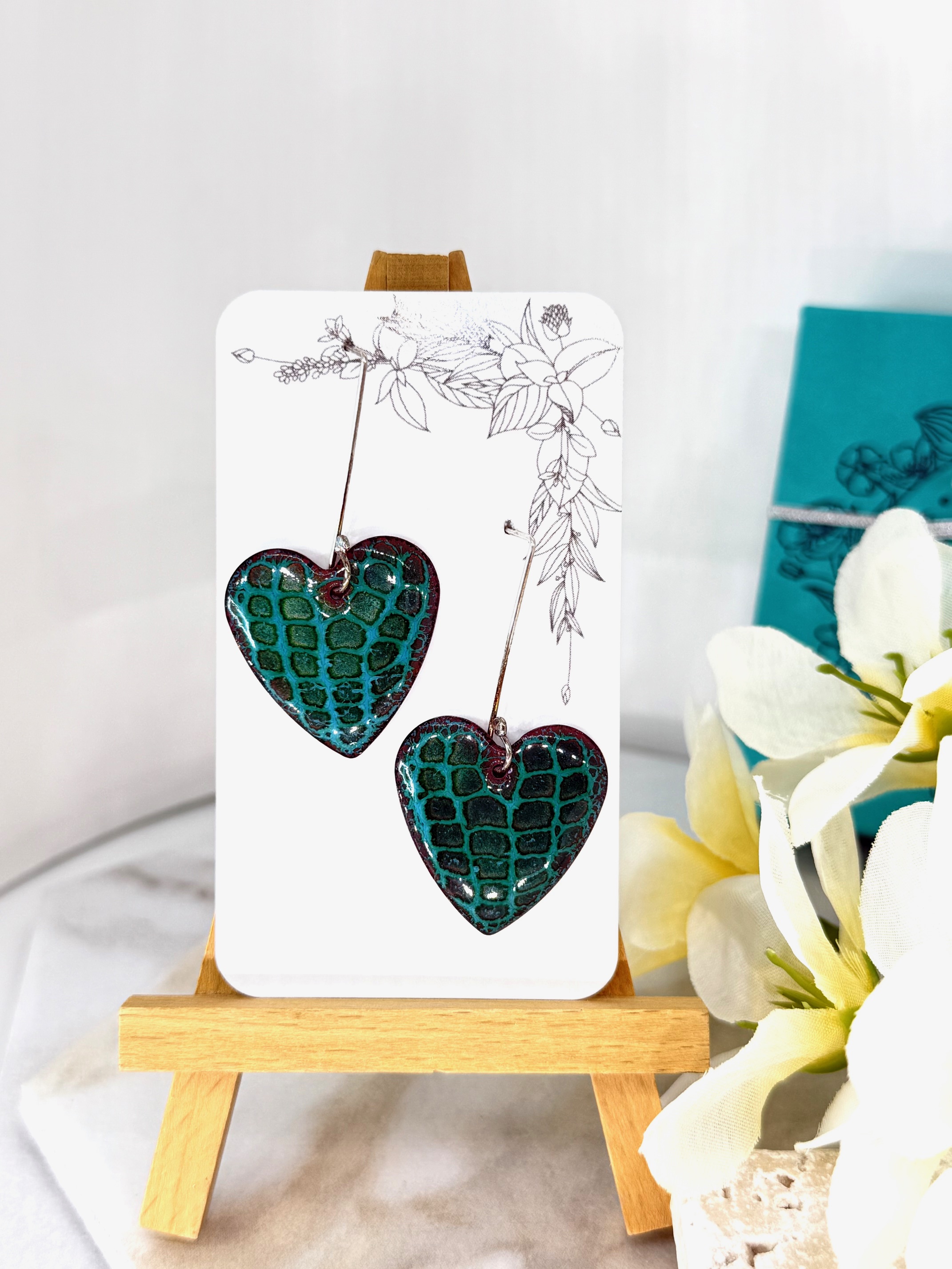 Sea Green Heart Earrings 