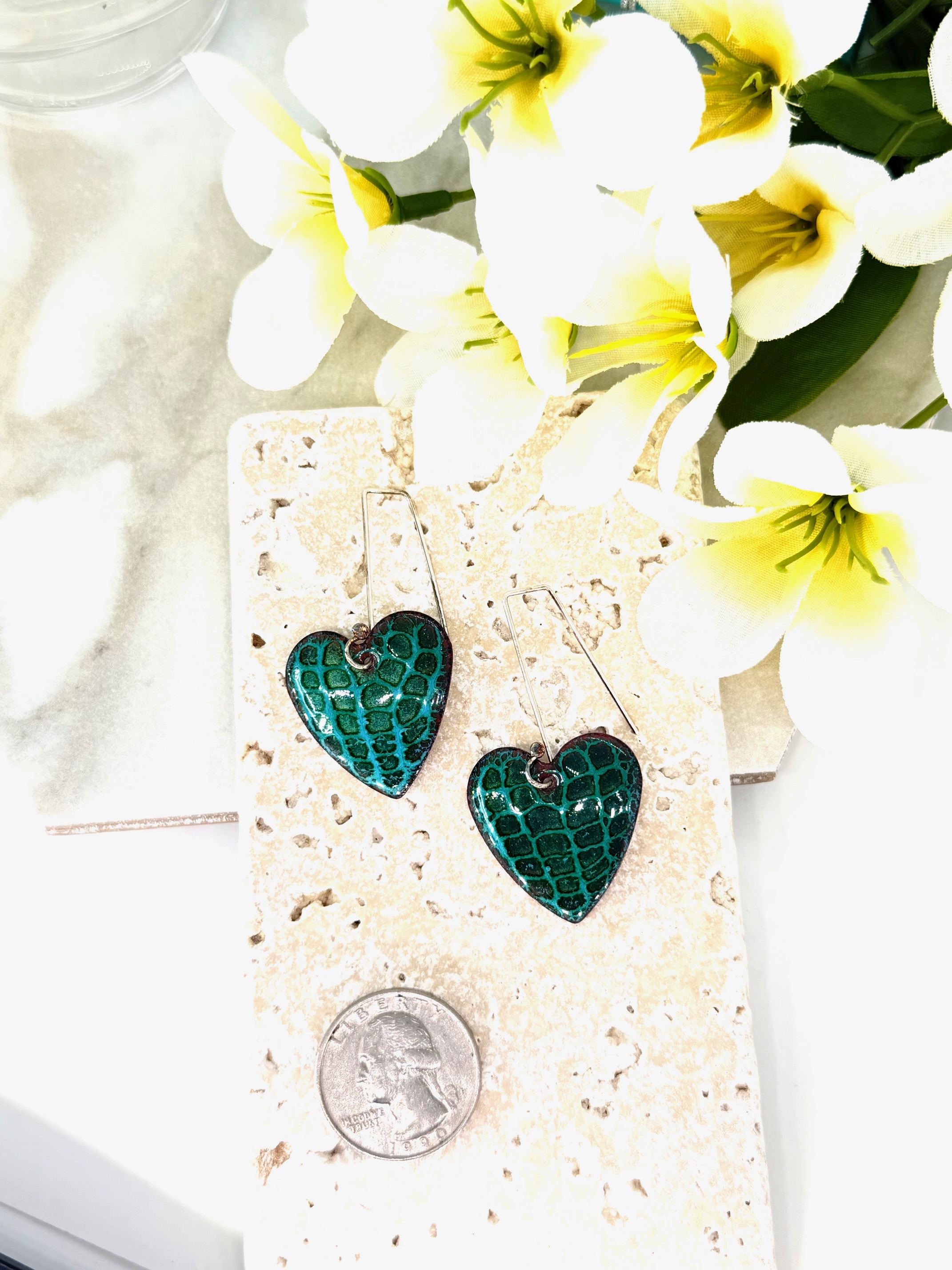Sea Green Heart Earrings 