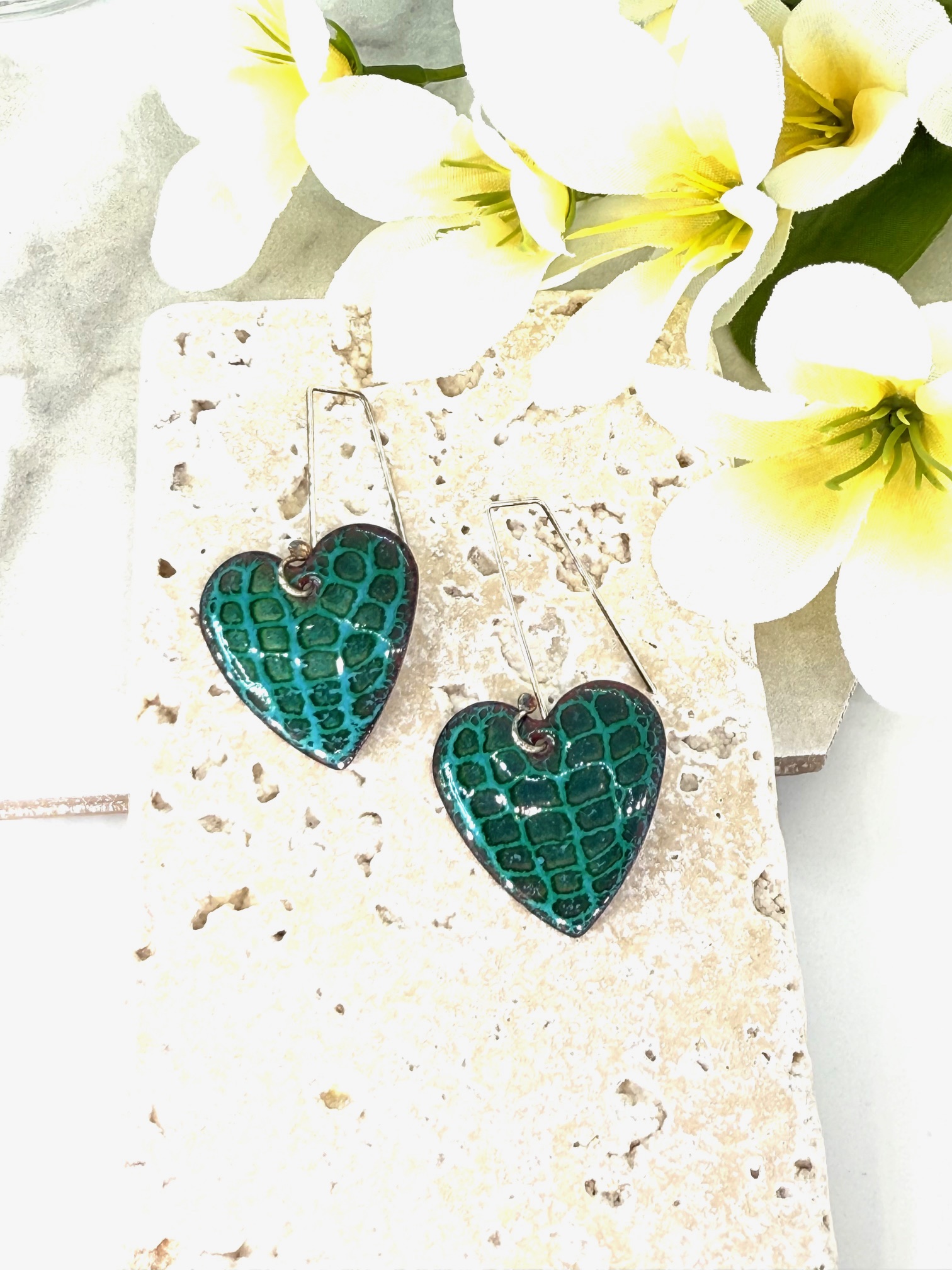 Sea Green Heart Earrings 