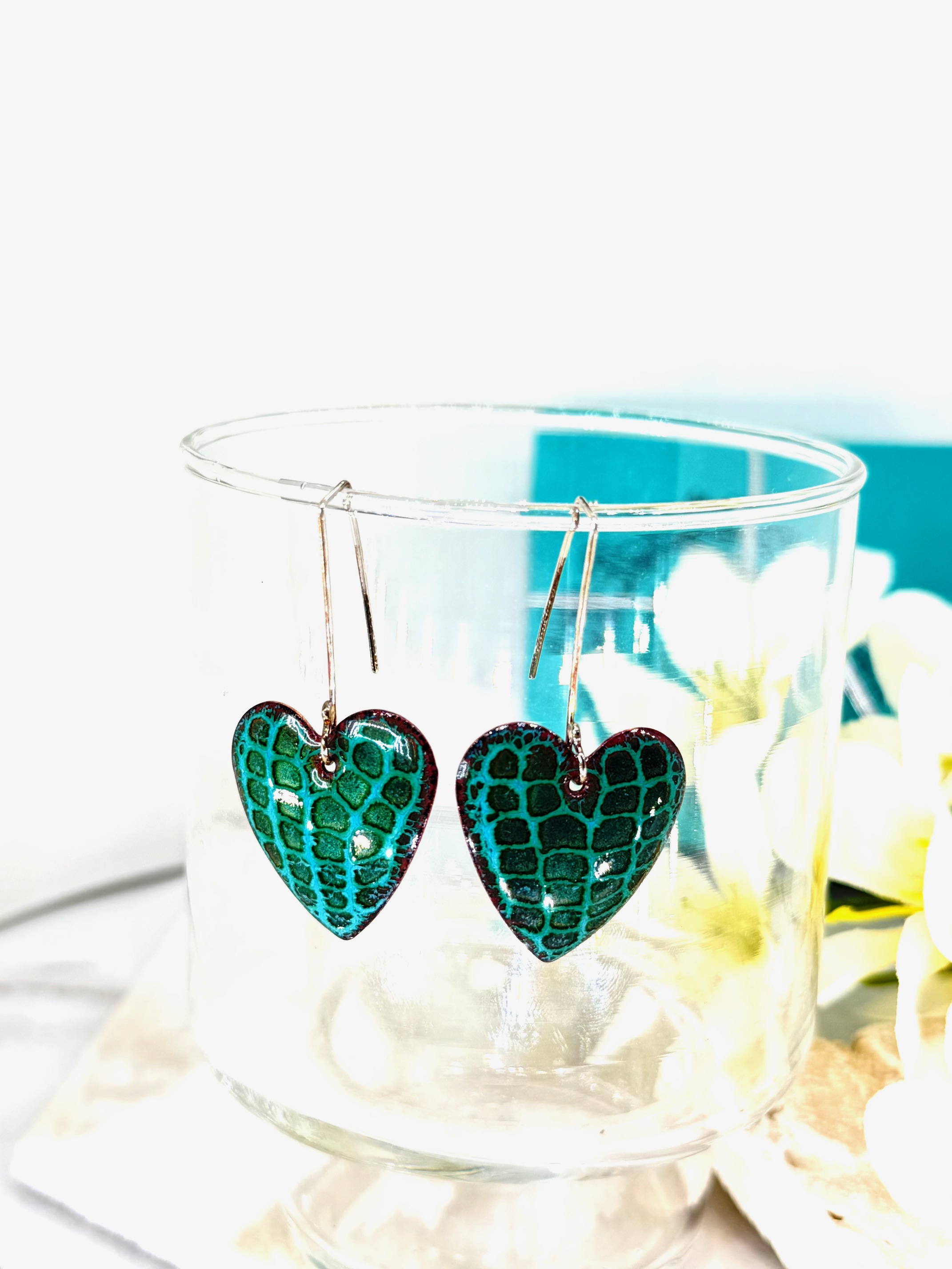 Sea Green Heart Earrings 