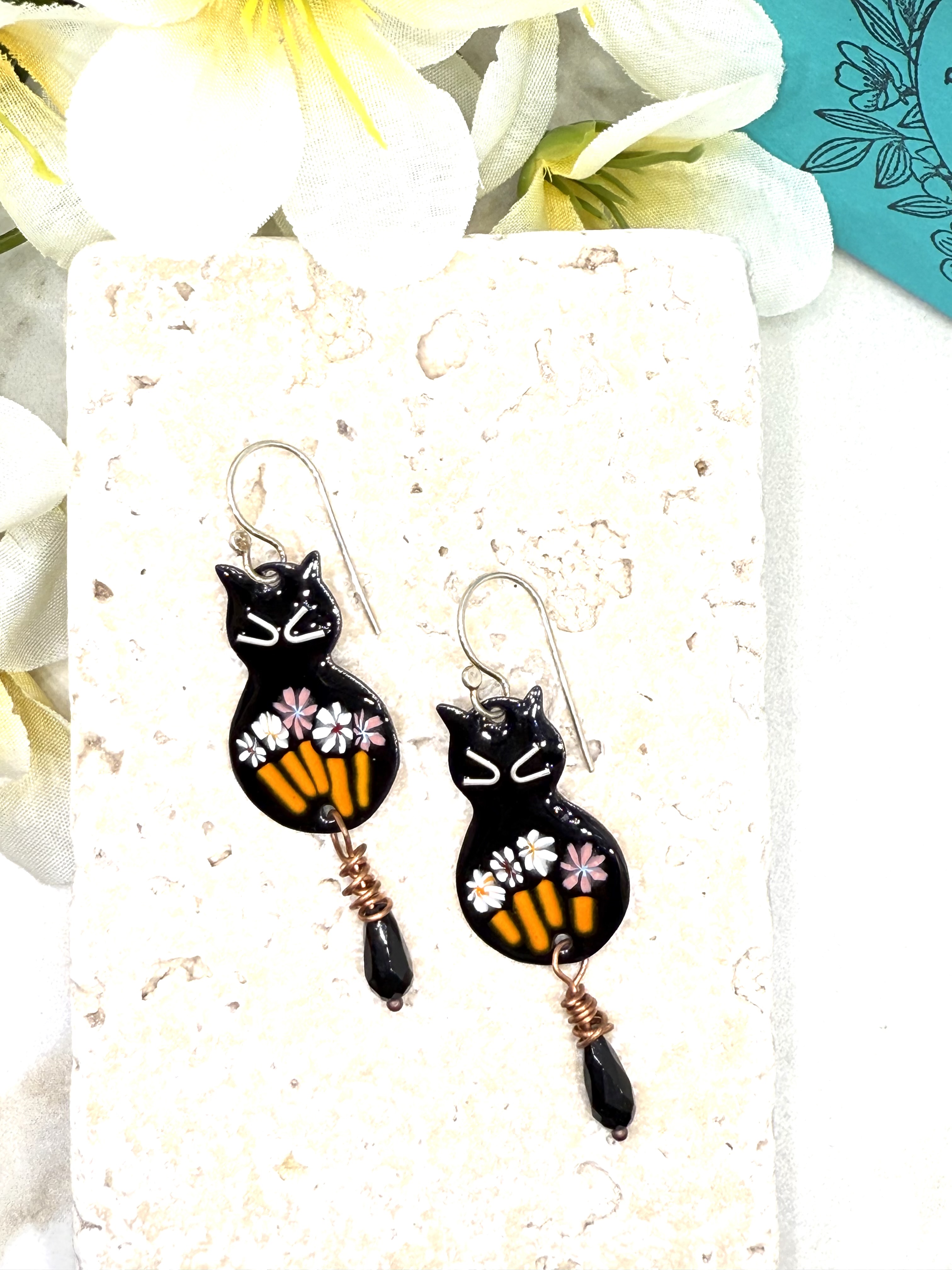 Floral Cat Earrings