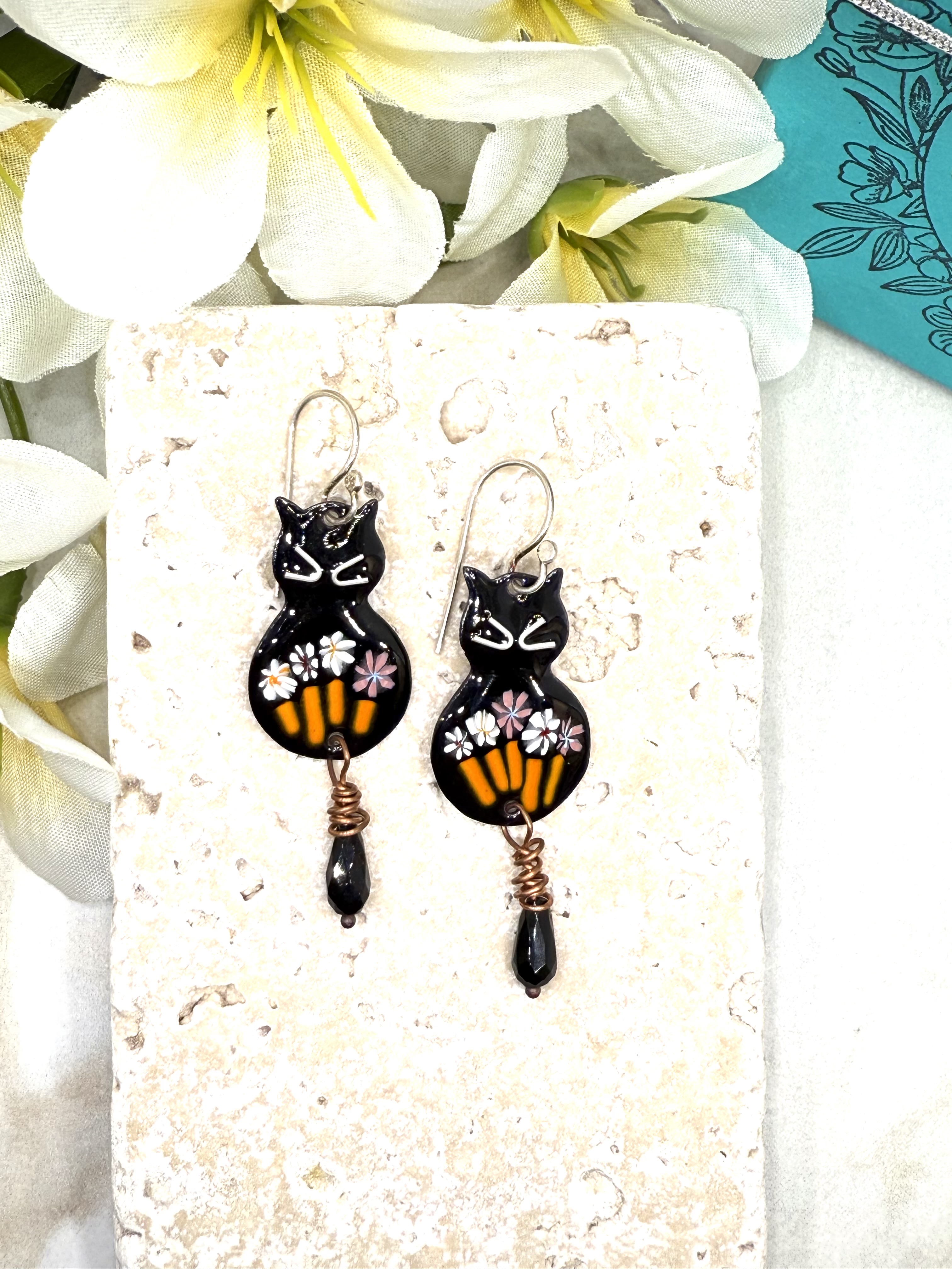 Floral Cat Earrings