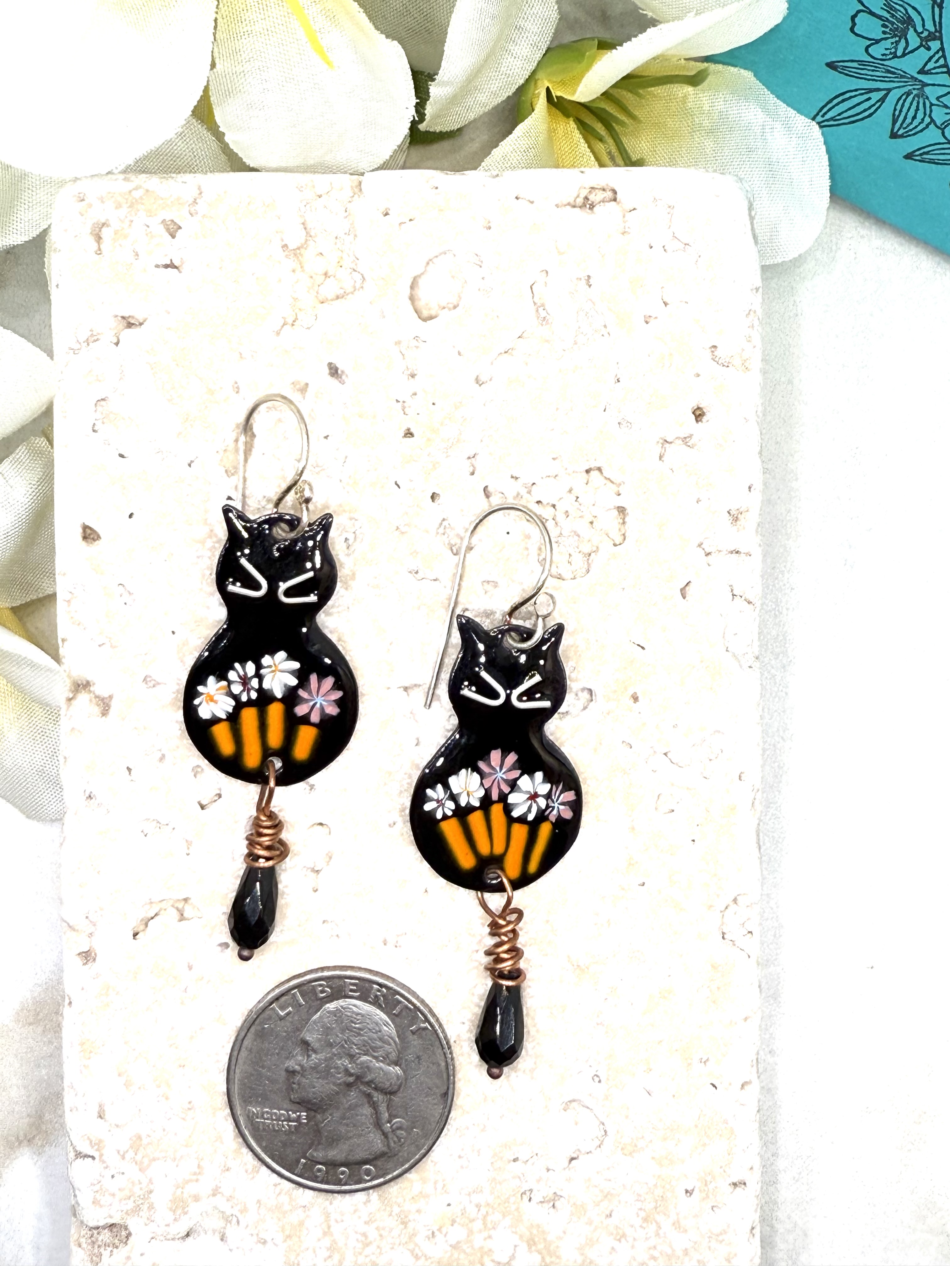 Floral Cat Earrings