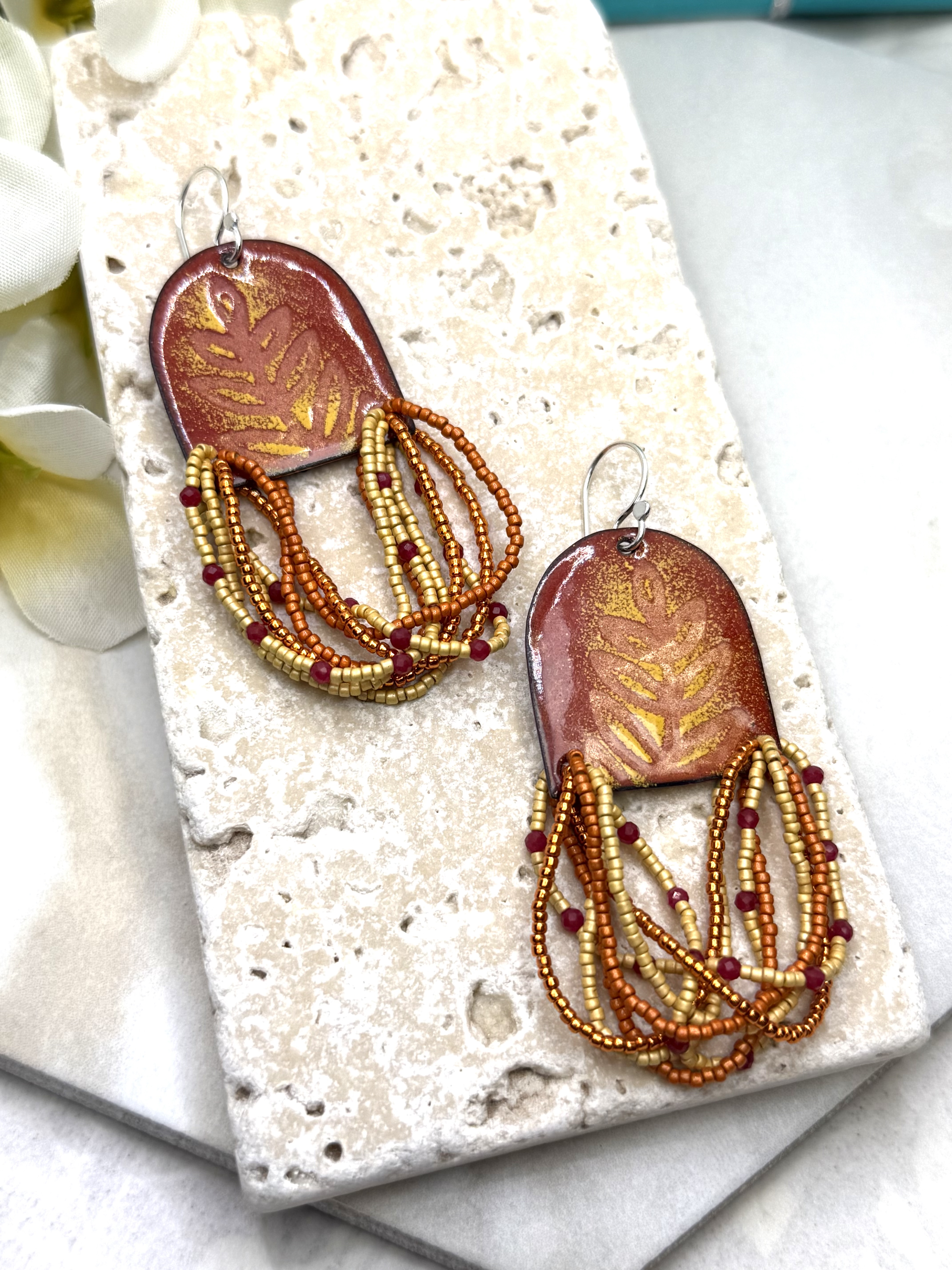 Red Fern Earrings