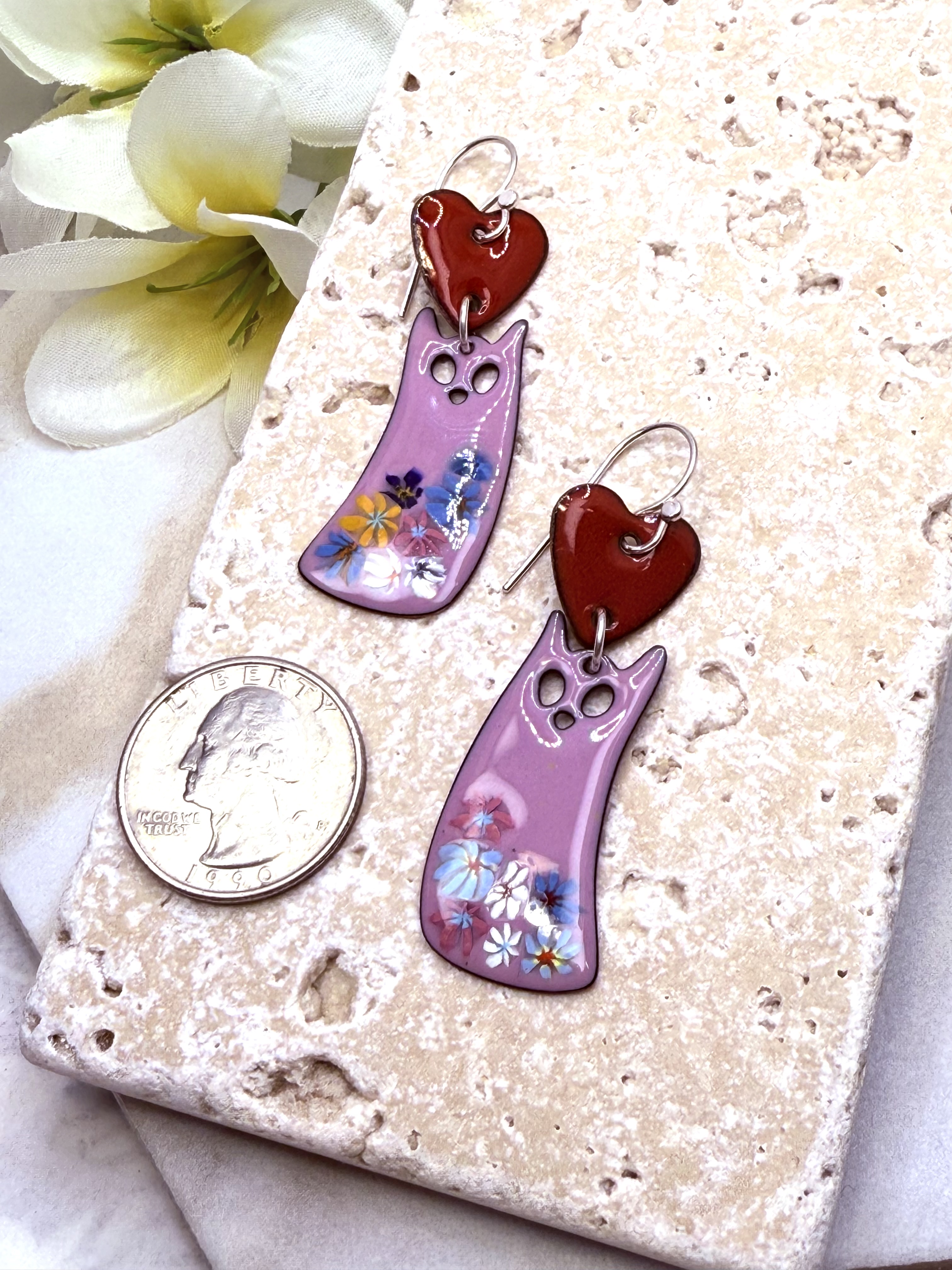 Pink Cat Earrings