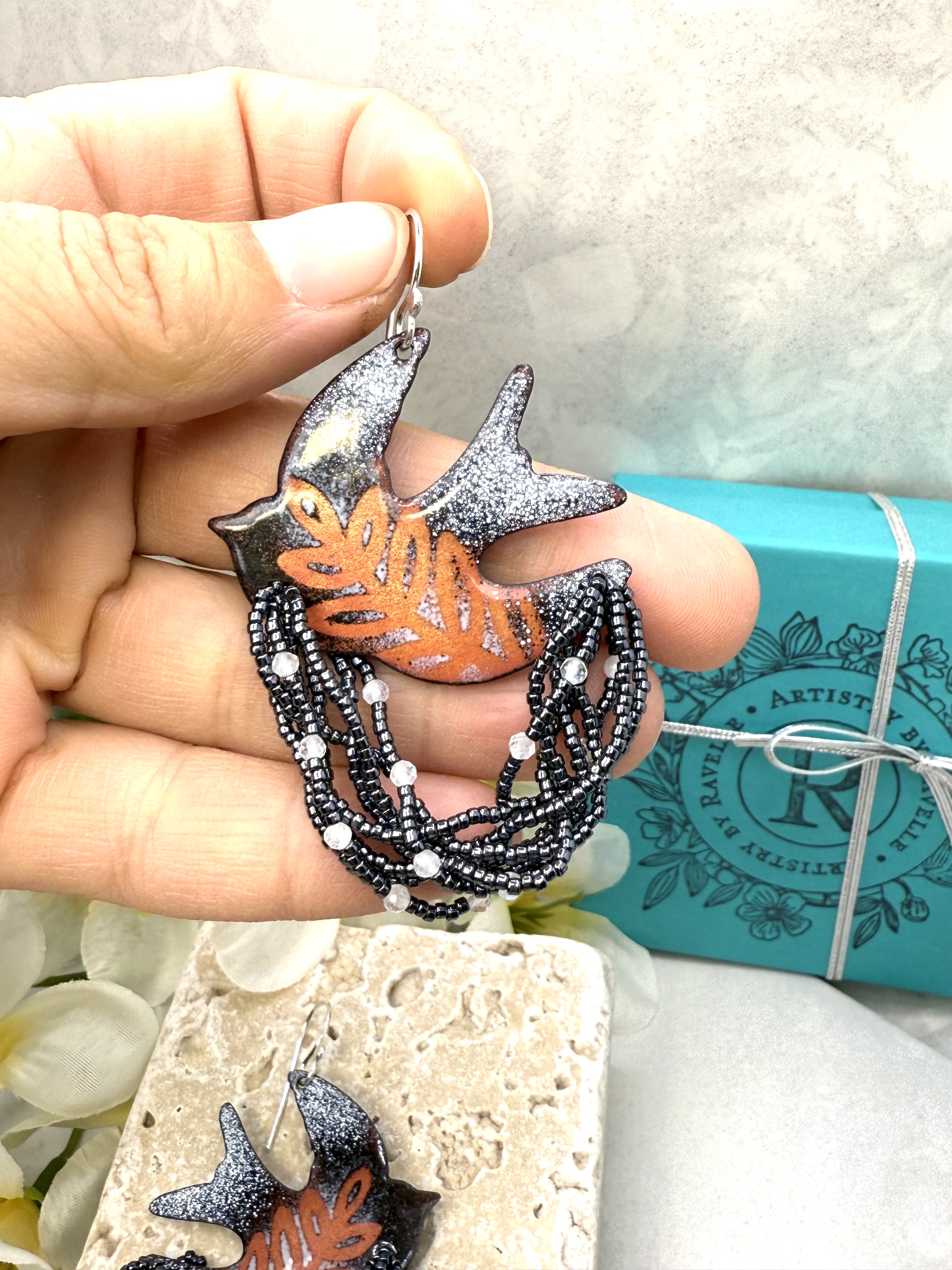 Doves- Black Enamel on Copper