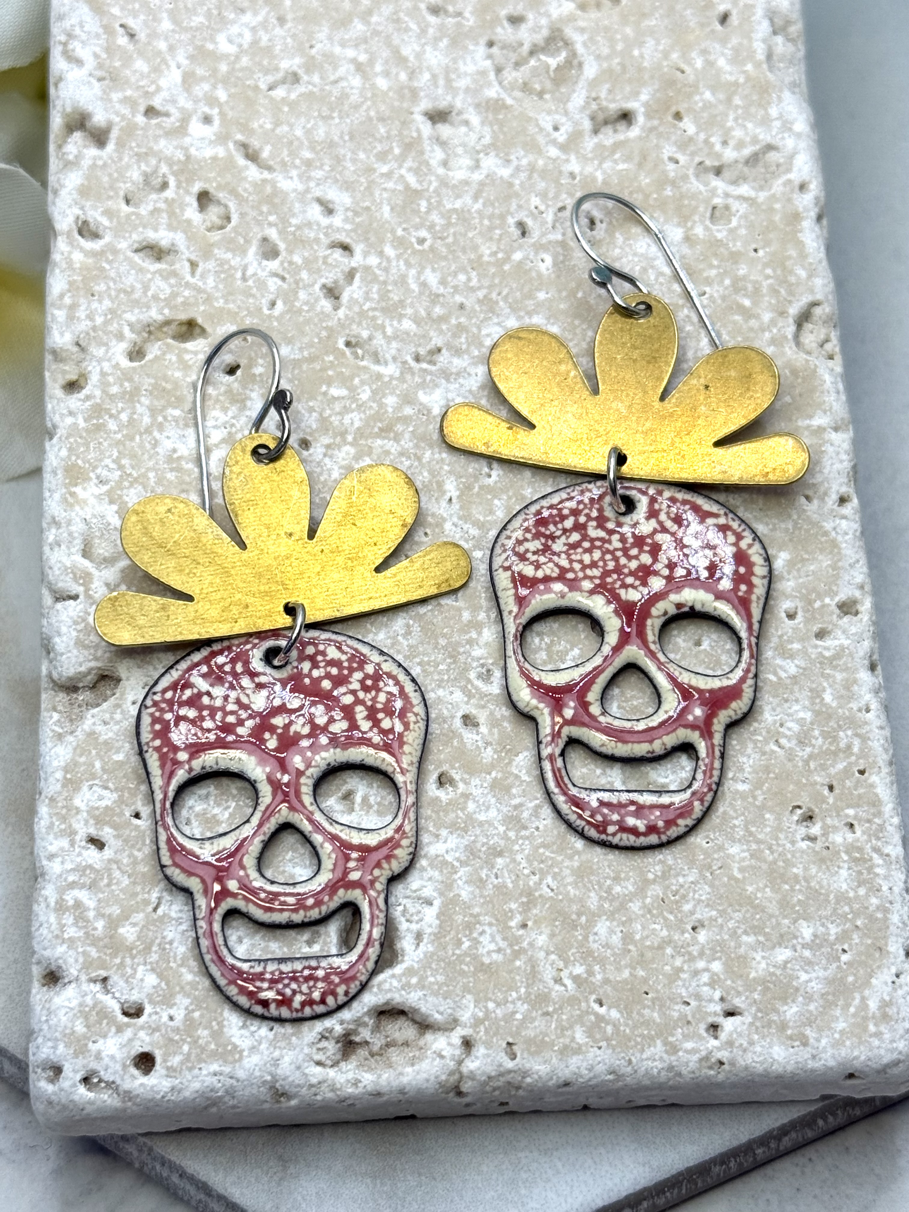Pink Skull Earrings