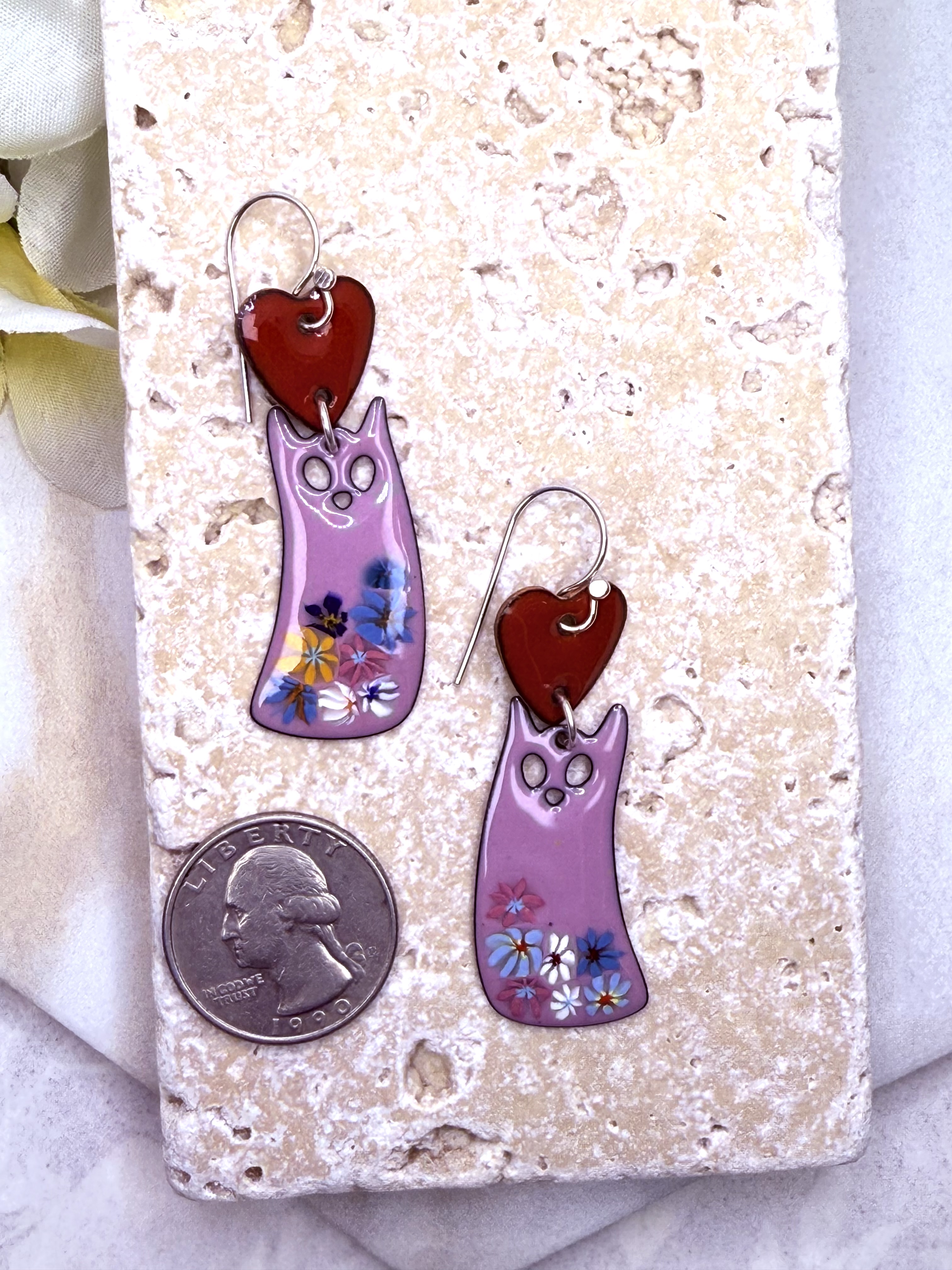 Pink Cat Earrings