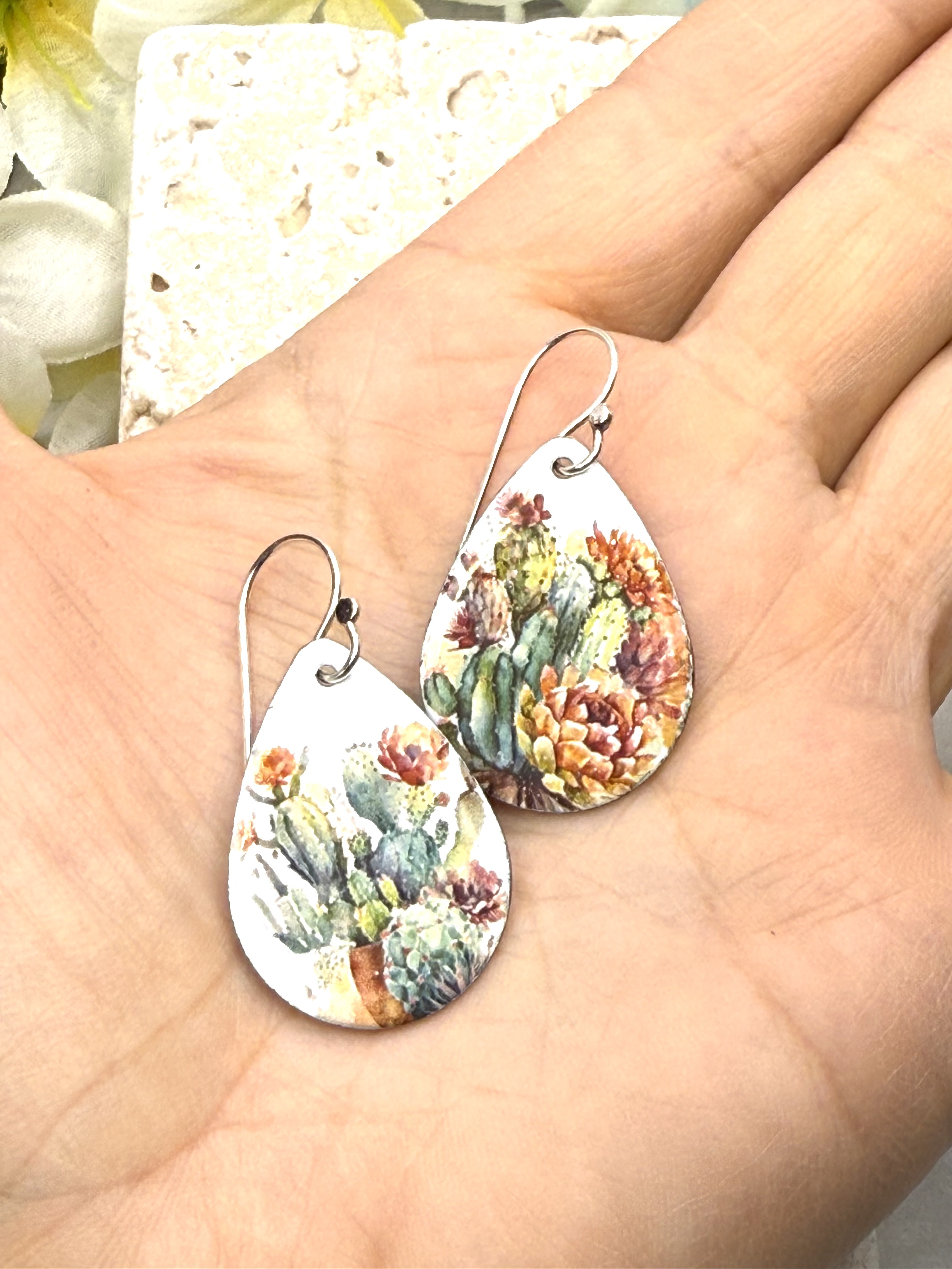 Cactus Teardrop Earrings
