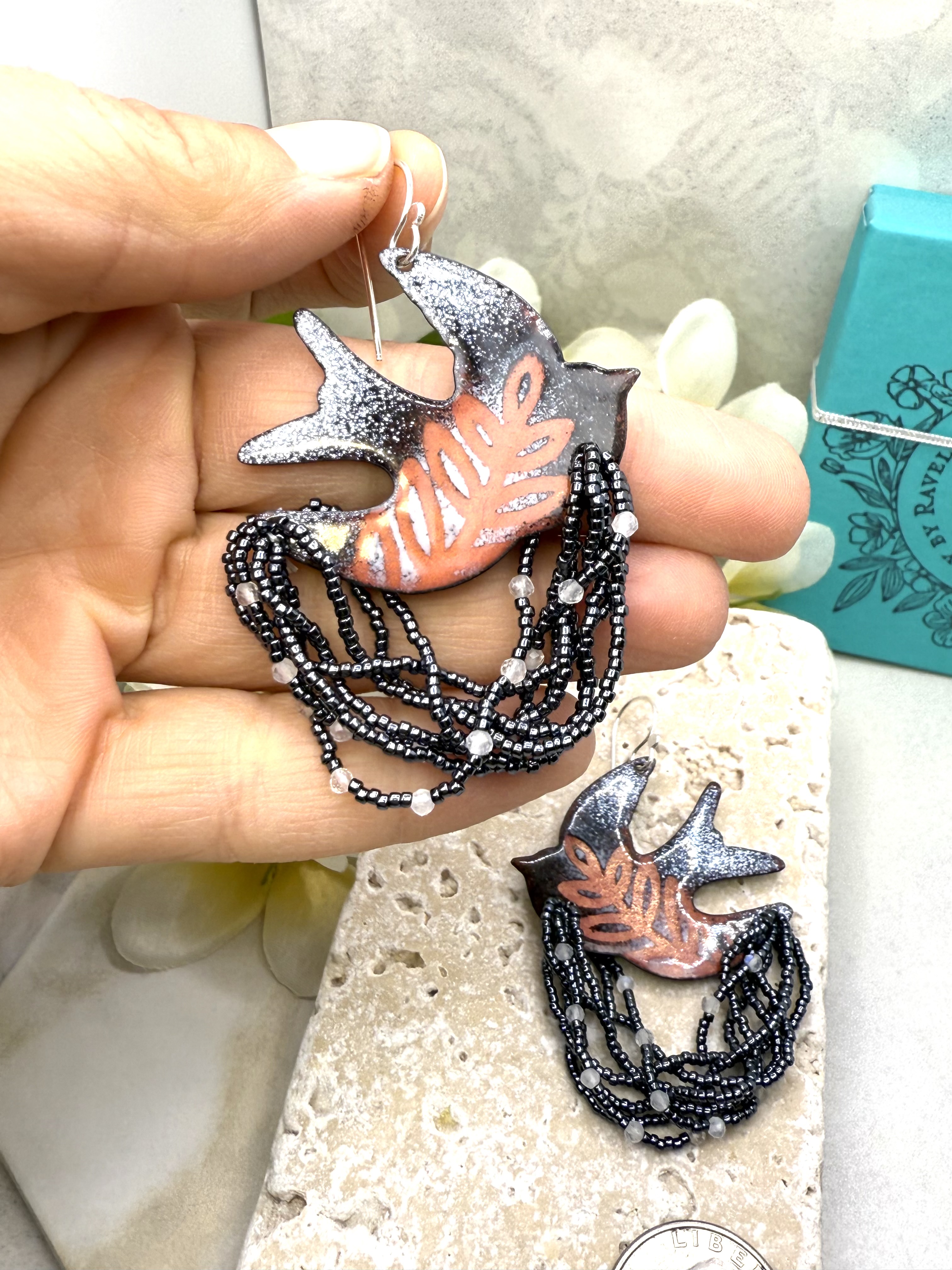 Doves- Black Enamel on Copper