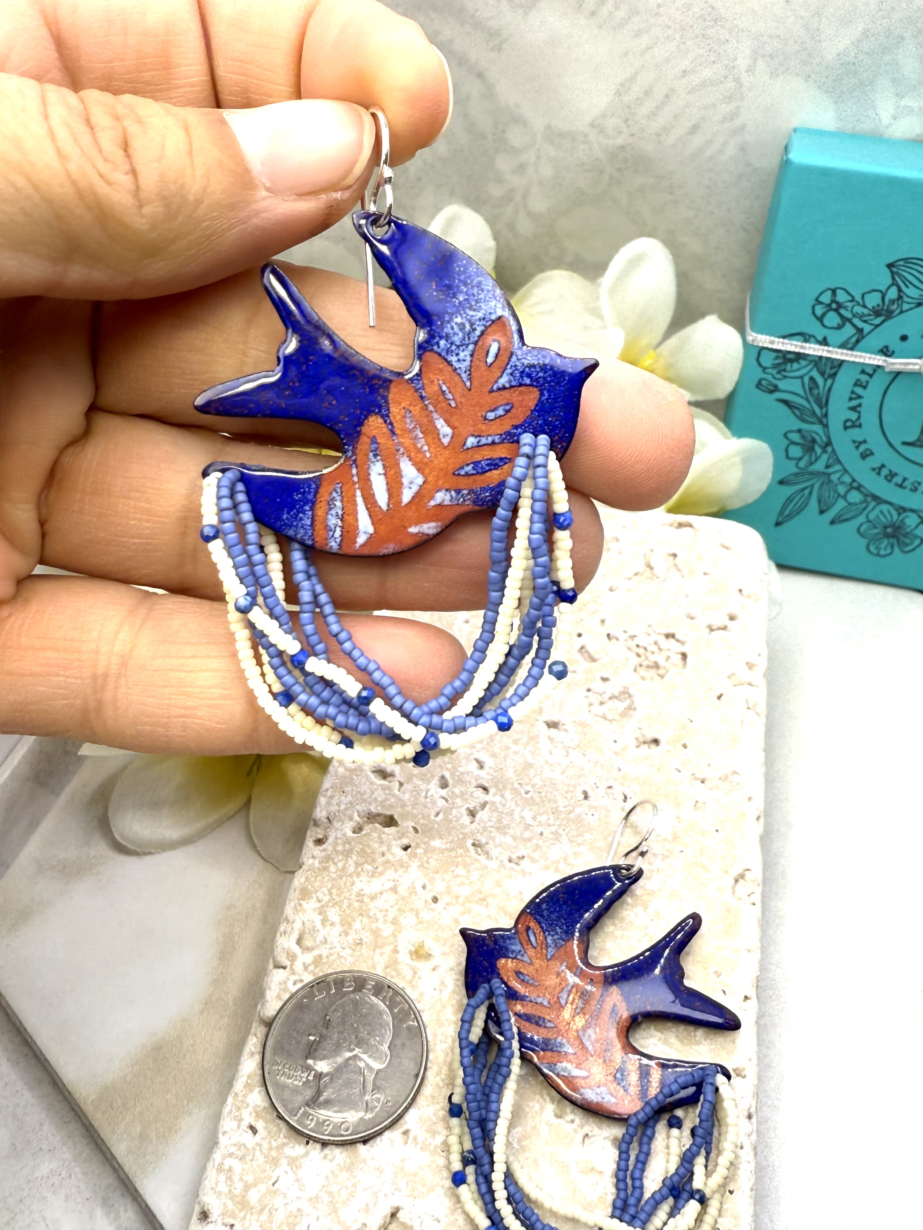 Doves- Blue Enamel on Copper