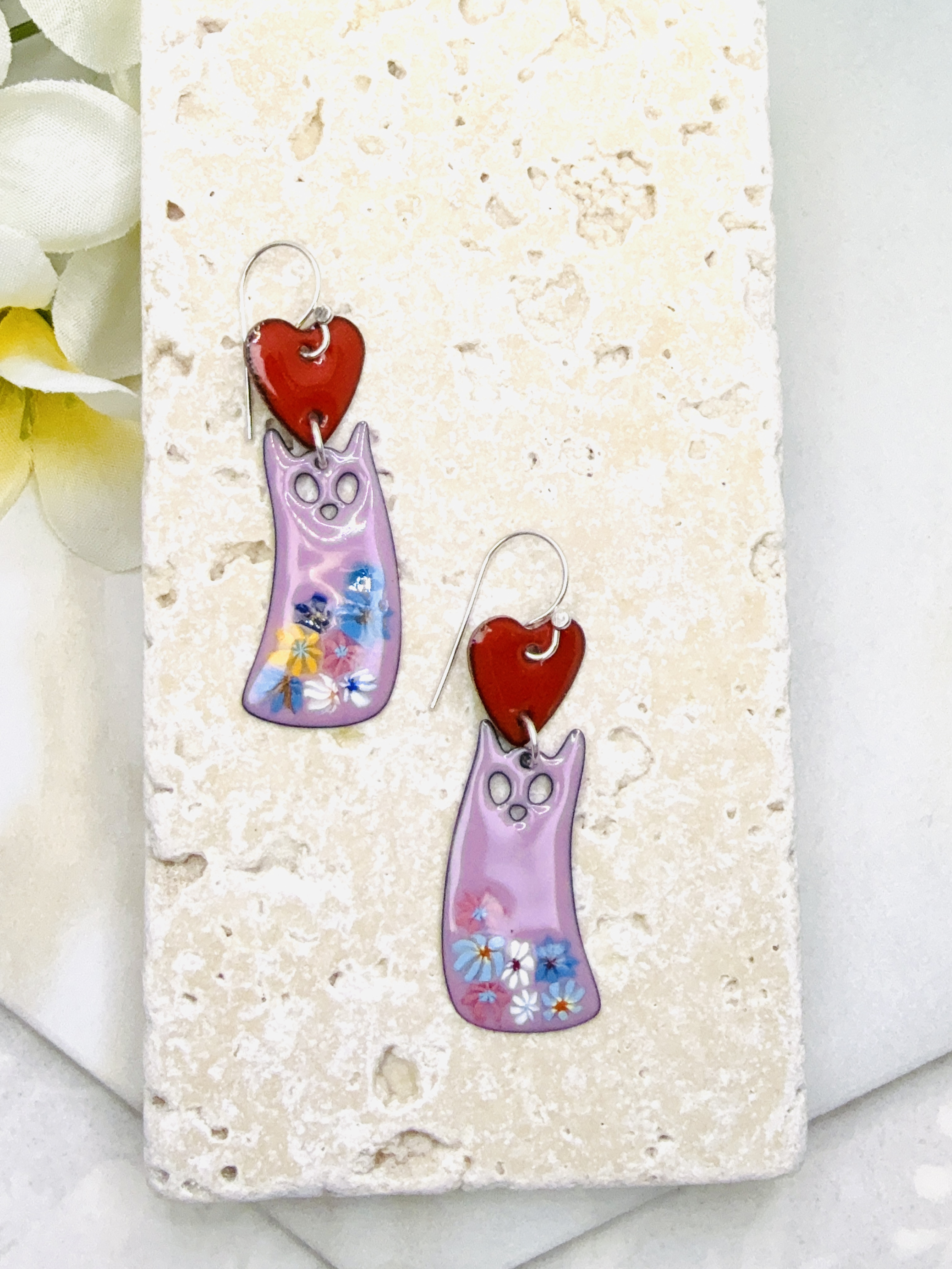 Pink Cat Earrings
