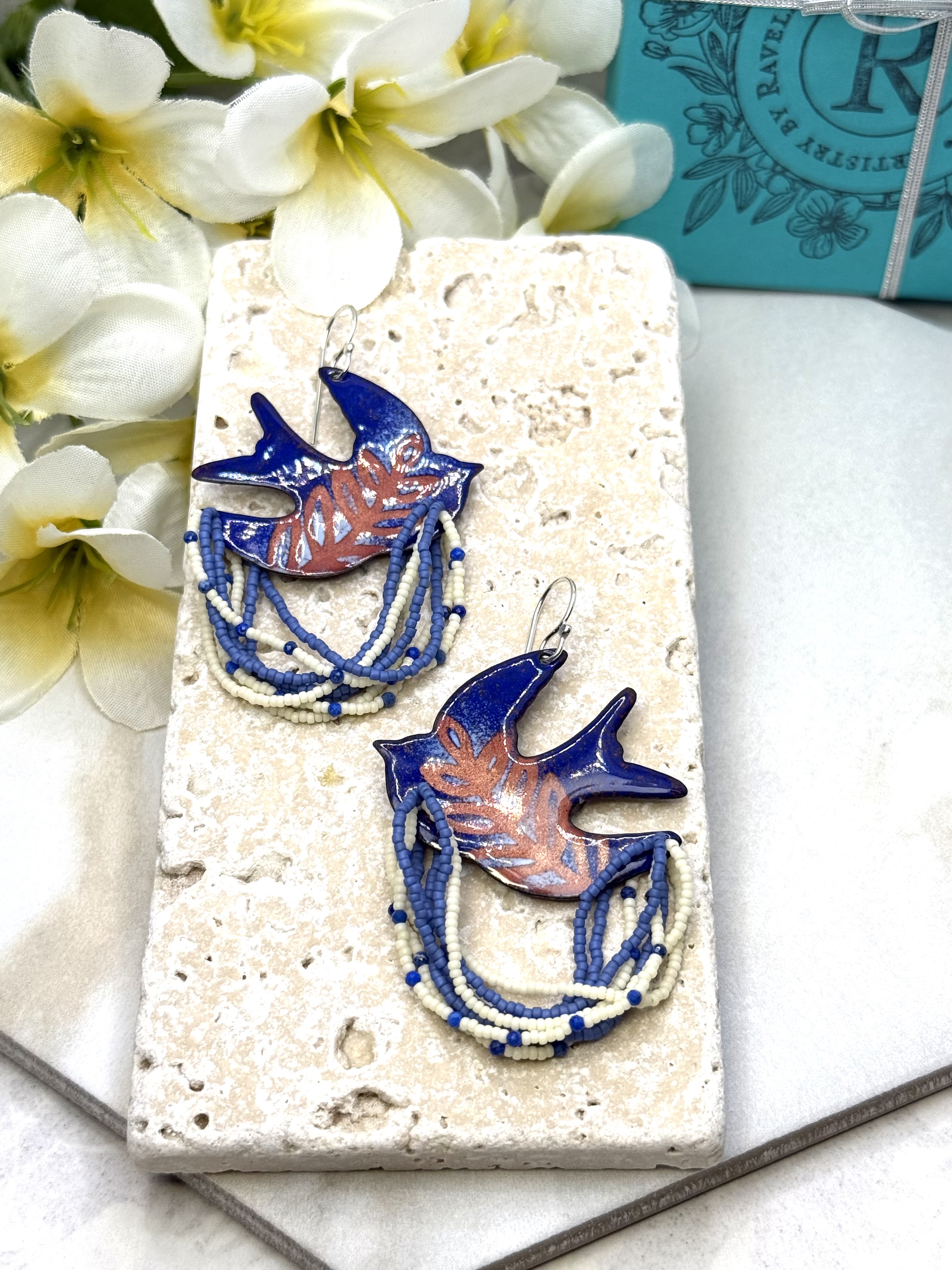 Doves- Blue Enamel on Copper