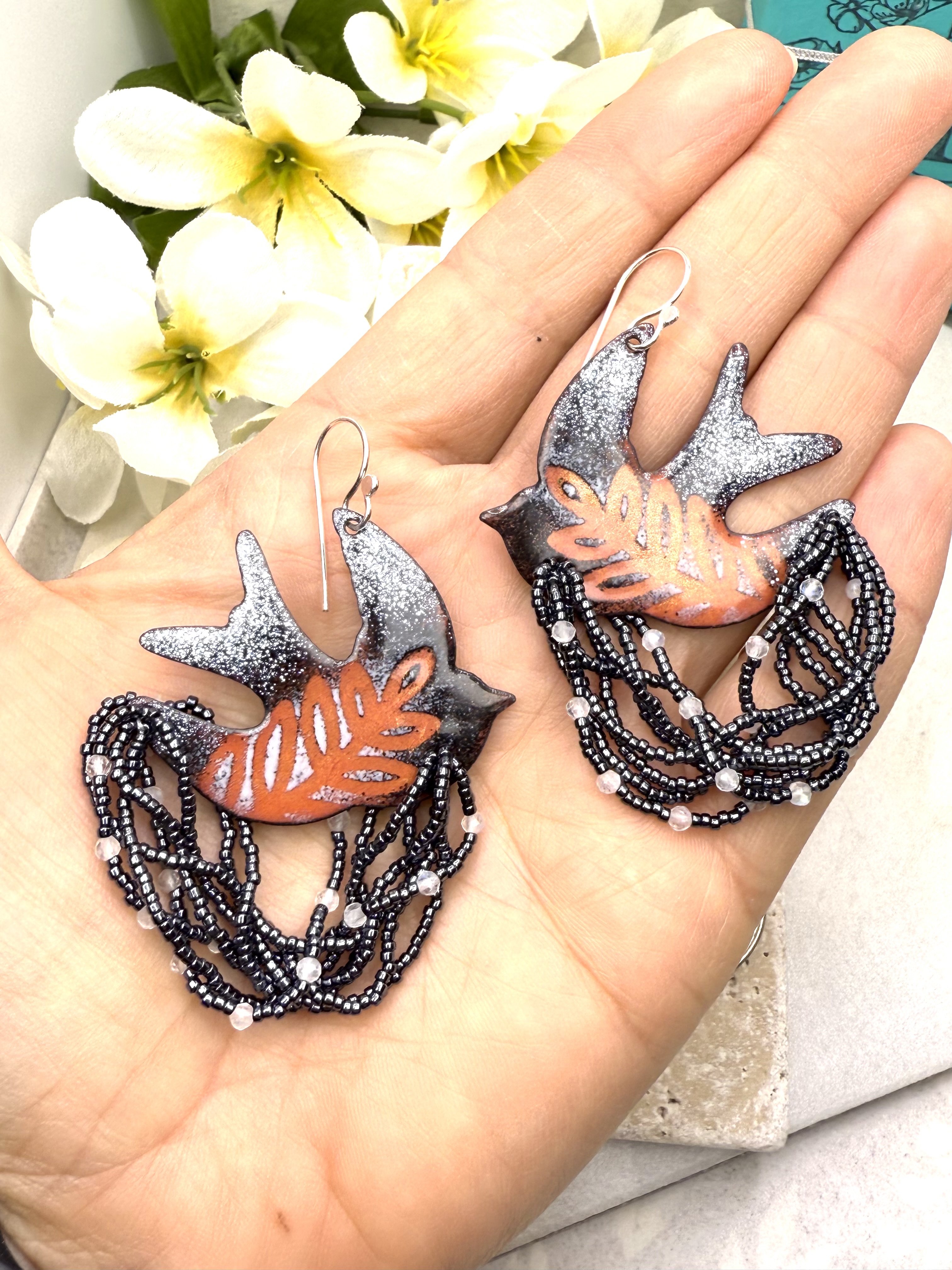 Doves- Black Enamel on Copper