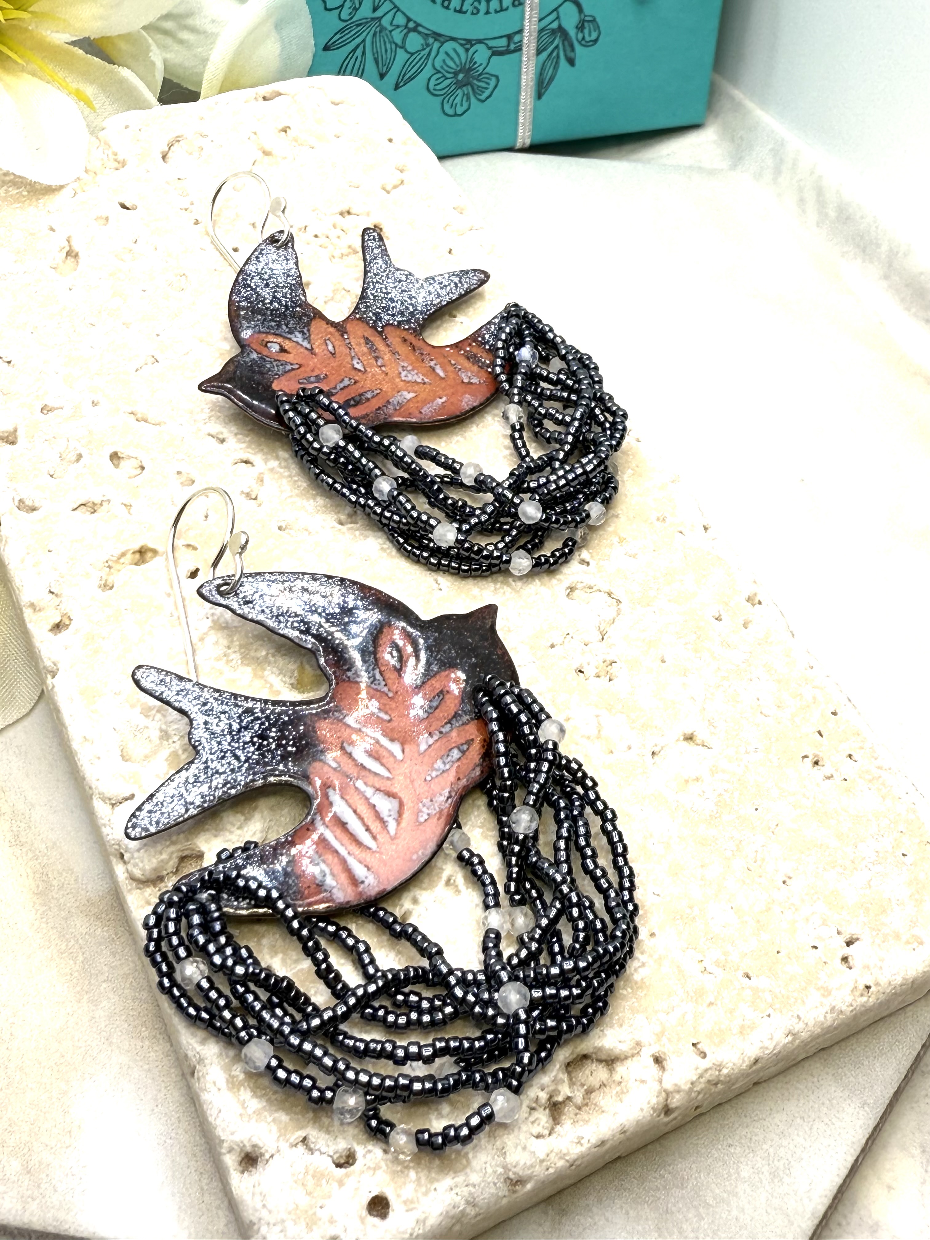 Doves- Black Enamel on Copper