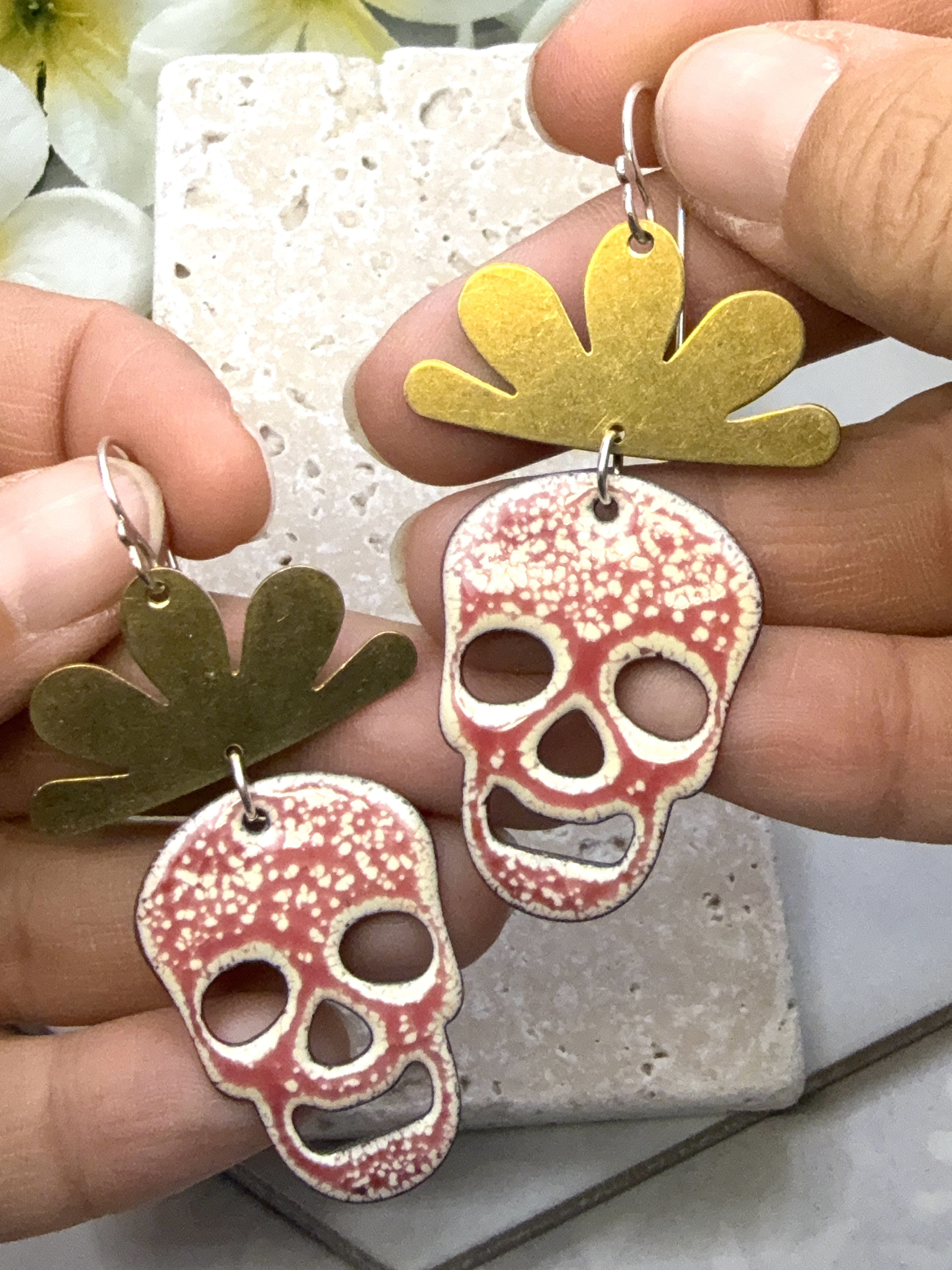 Pink Skull Earrings