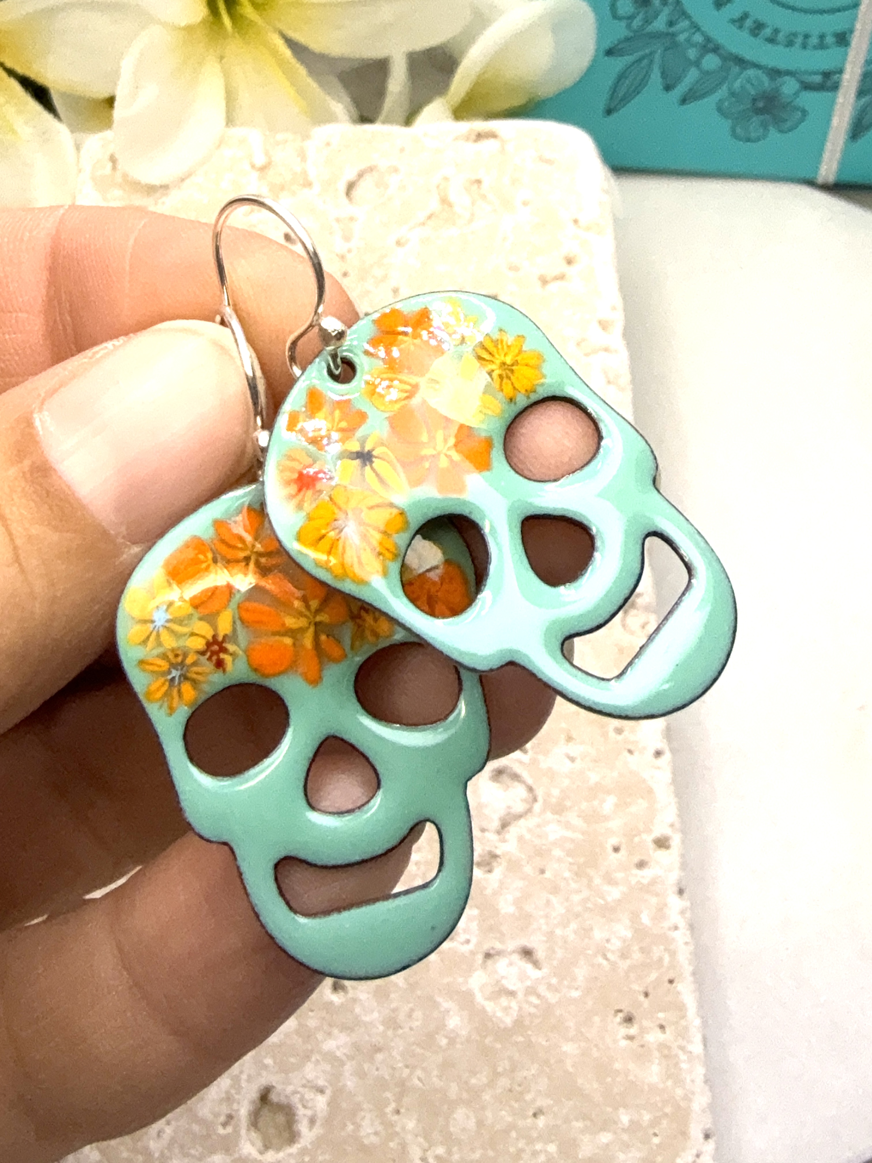 Floral Skull Earrings