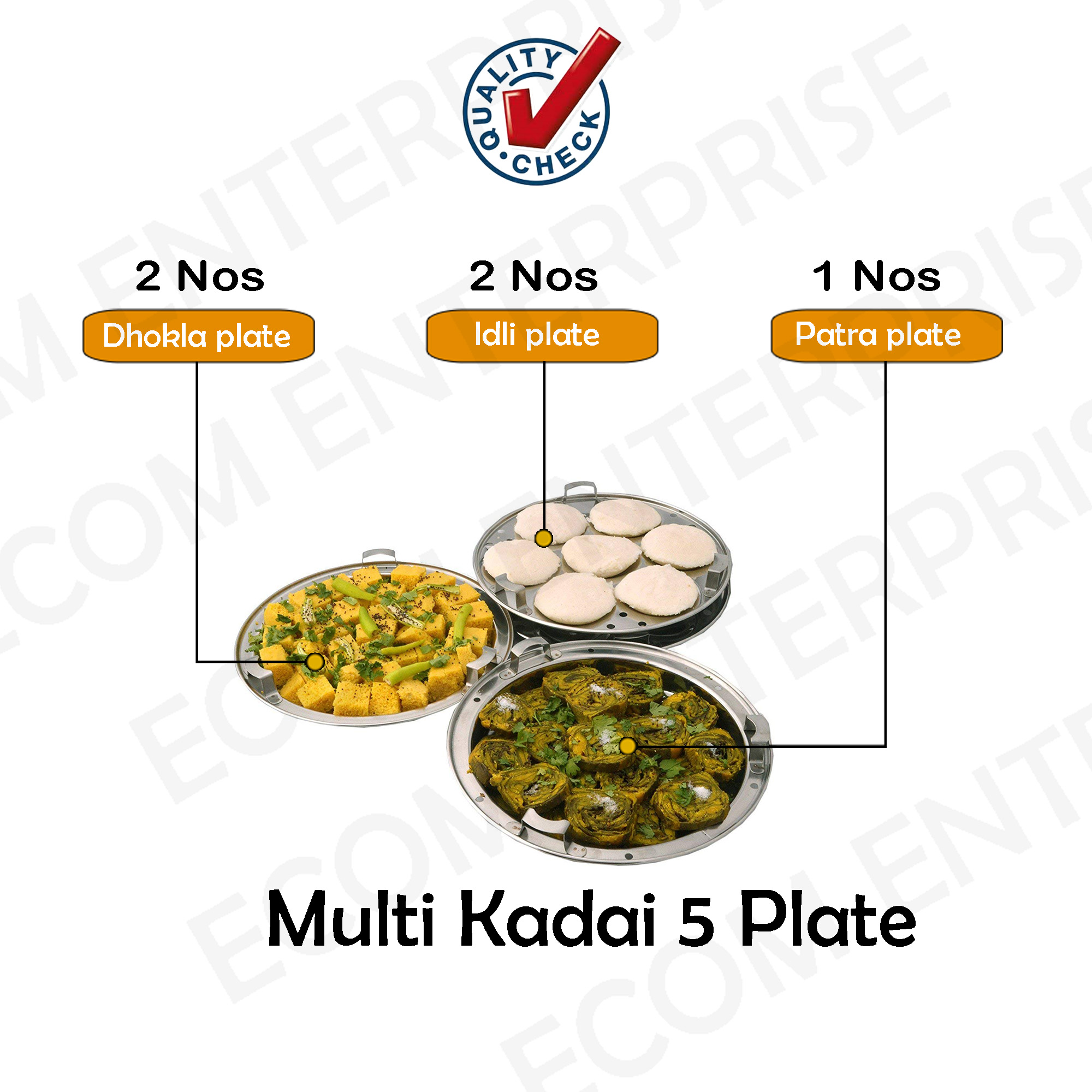 QSEC 3-in-1 Stainless Steel idli maker Induction triply base Idly Cooker Multi Kadai idly Steamer dhokla cooker | 5mm thick Base All-in-One Big Size with 5 Plate | 2 idli | 2 Dhokla | 1 Patra | Induction & Gastop Compatible 