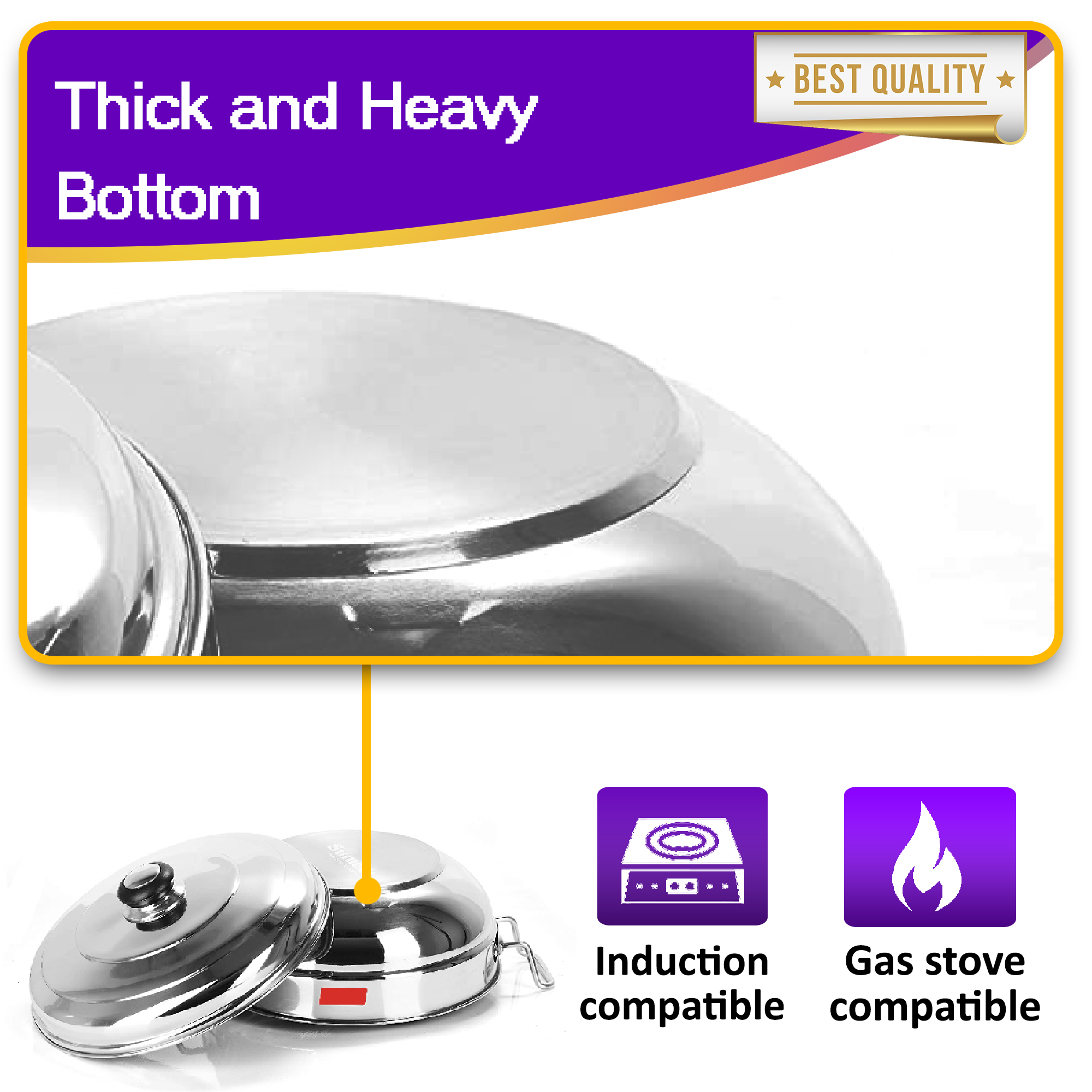 QSEC 3-in-1 Stainless Steel idli maker Induction triply base Idly Cooker Multi Kadai idly Steamer dhokla cooker | 5mm thick Base All-in-One Big Size with 5 Plate | 2 idli | 2 Dhokla | 1 Patra | Induction & Gastop Compatible 