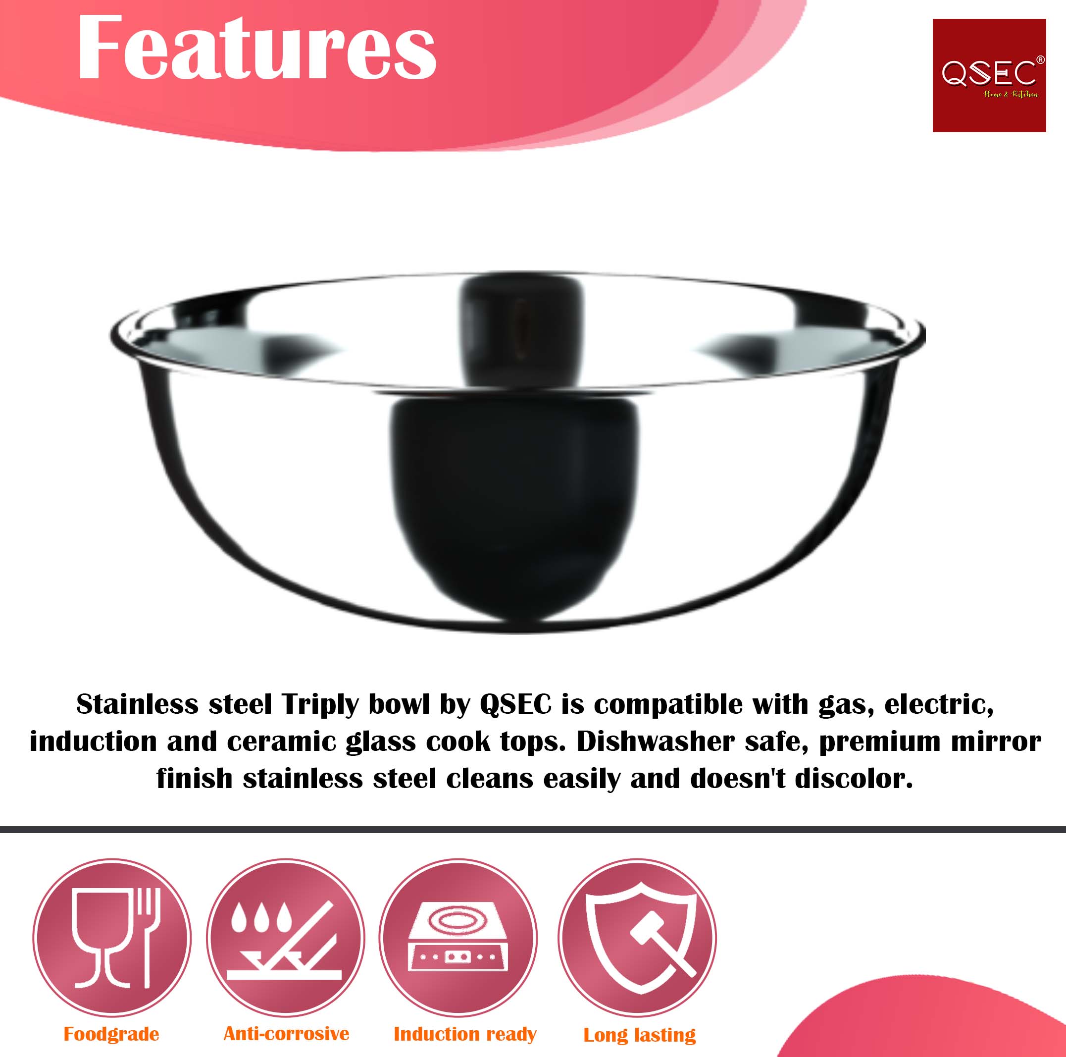 Triply Stainless Steel Mixing Bowl