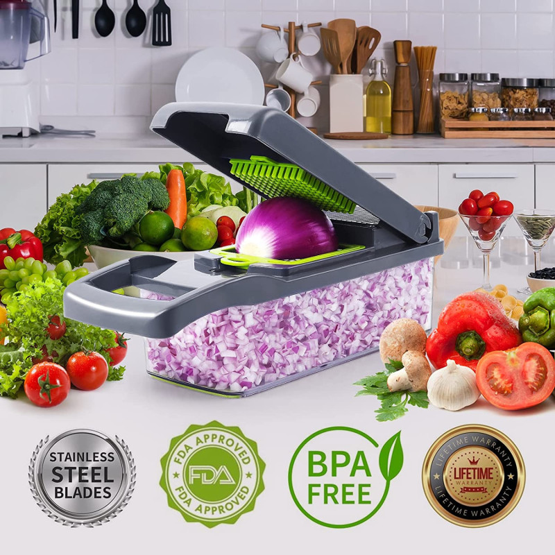 Picador Rallador De Verduras 14 En 1 Cortador Verdura Multifuncional 