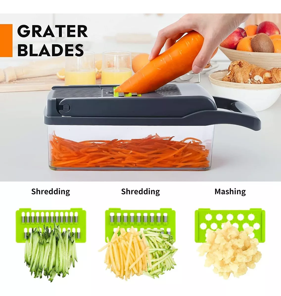 Picador Rallador De Verduras 14 En 1 Cortador Verdura Multifuncional 