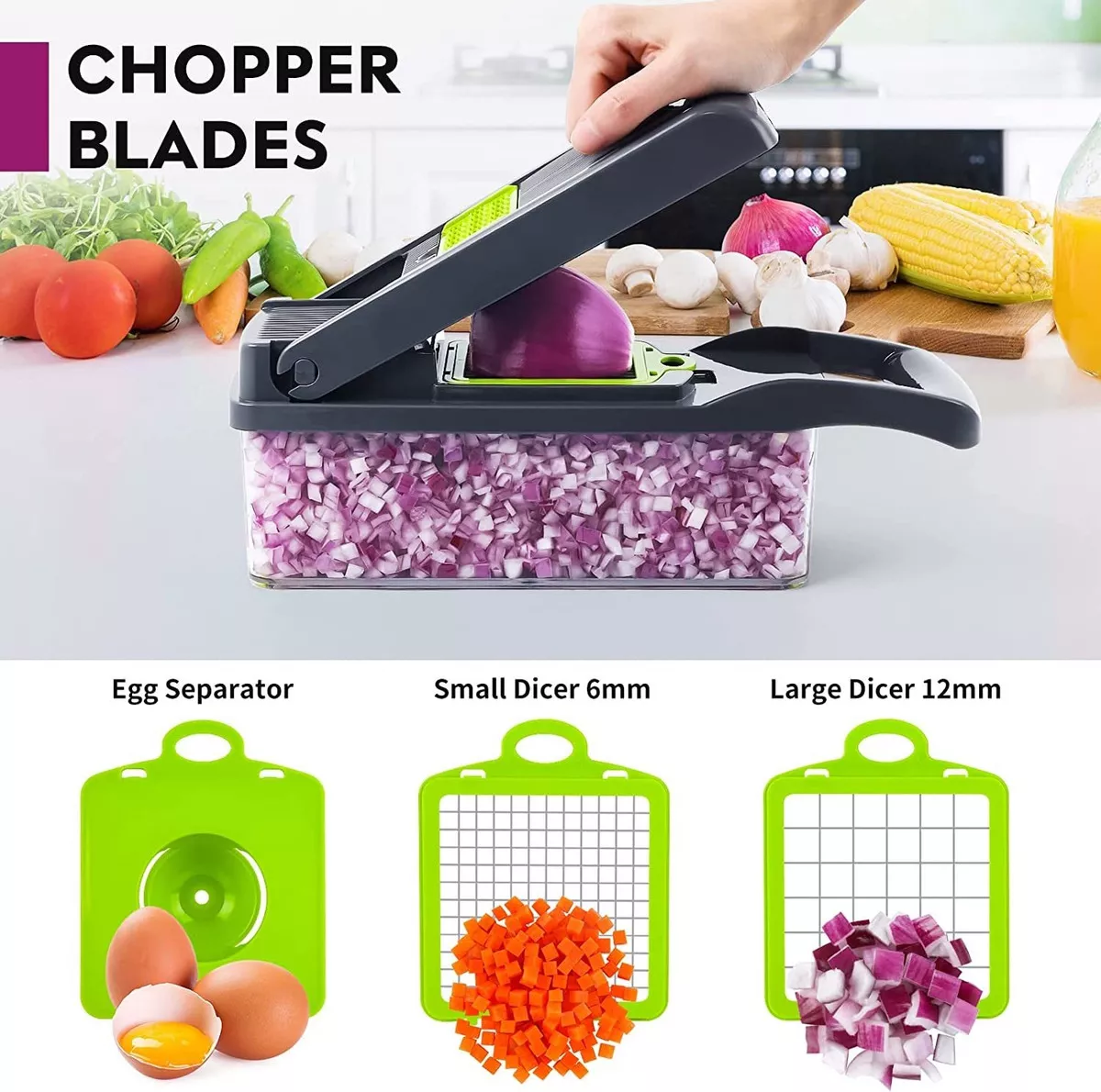 Picador Rallador De Verduras 14 En 1 Cortador Verdura Multifuncional 