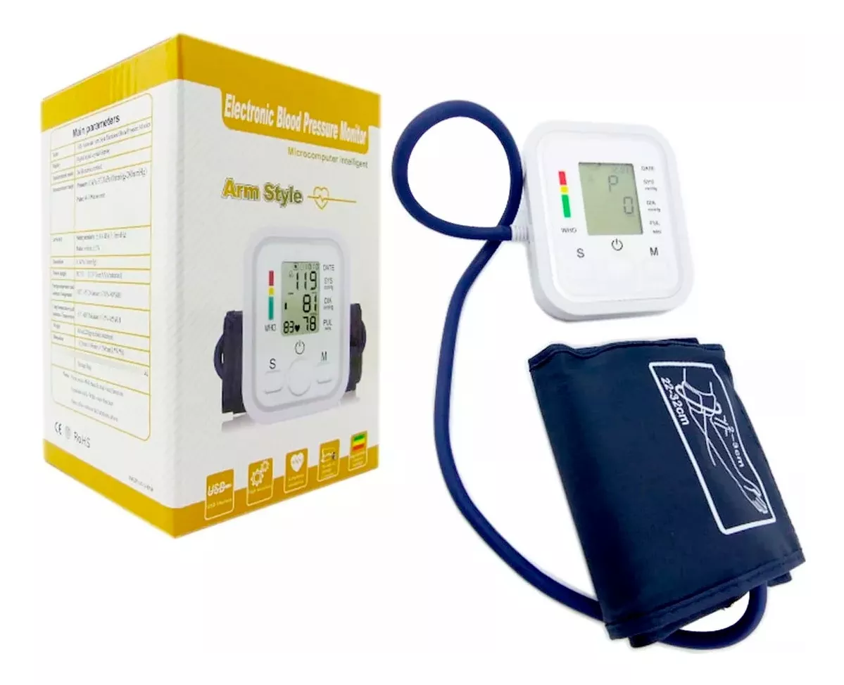 Tensiómetro Digital De Brazo USB Recargable y de batería con VOZ