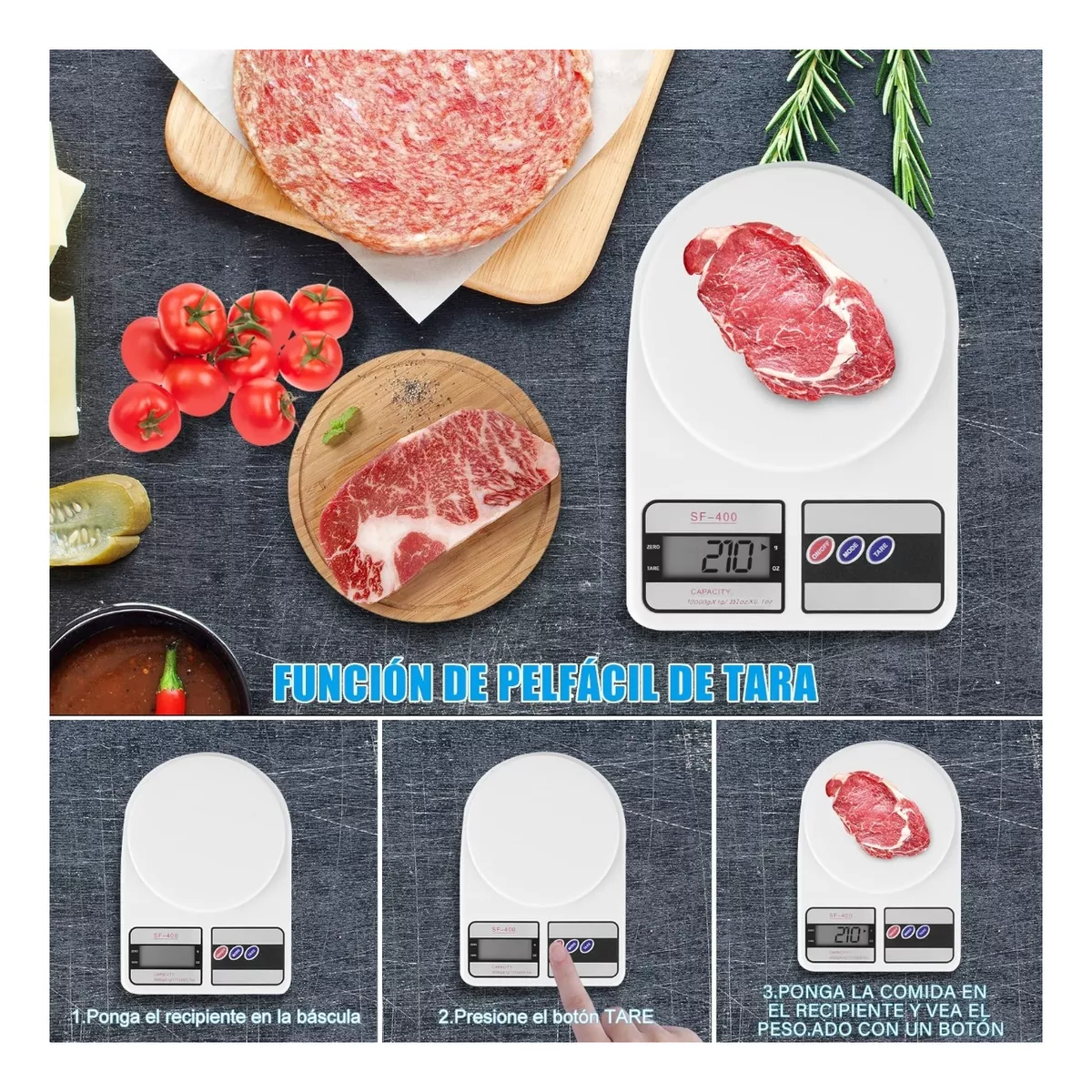 Balanza Digital Peso de Cocina - Negocio - Portátil 10kg + Bateria incluidas