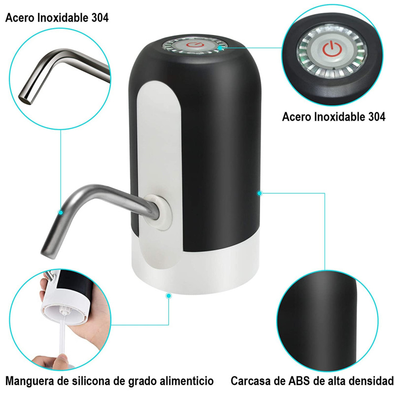 Dispensador De Agua Eléctrico Recargable USB Bomba Universal Botellón de agua