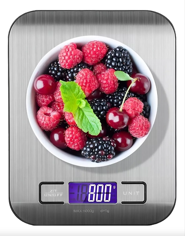 Balanza Cocina Recargable Elegante Digital Hasta 5kg Acero Inoxidable