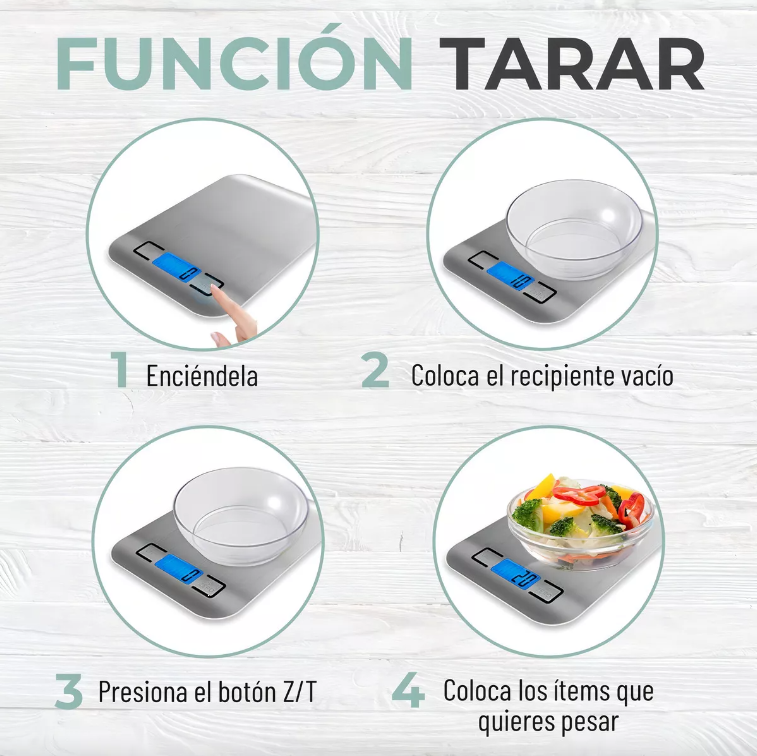 Balanza Cocina Recargable Elegante Digital Hasta 5kg Acero Inoxidable