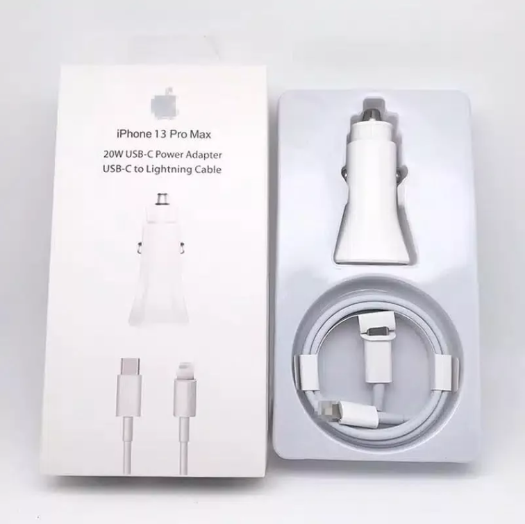 Cargador Para Carro 2 en 1 iPhone 13 Pro Max 20w 