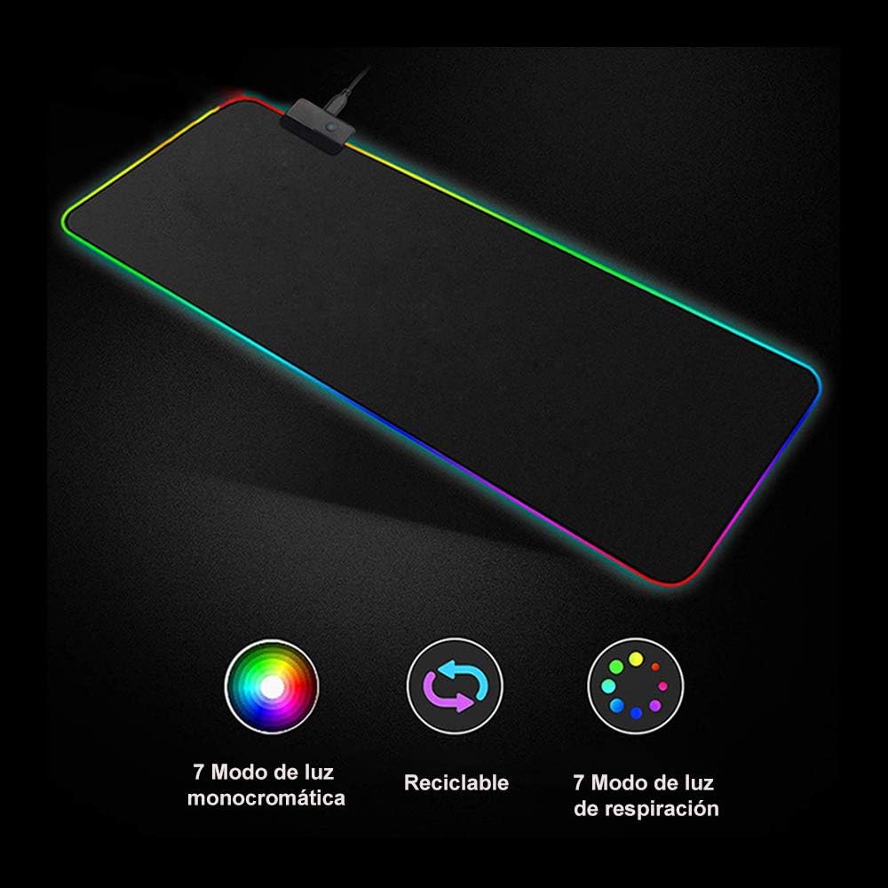Mouse Pad Gaming Rgb Alfombrilla Pc Antideslizante 14 Luces